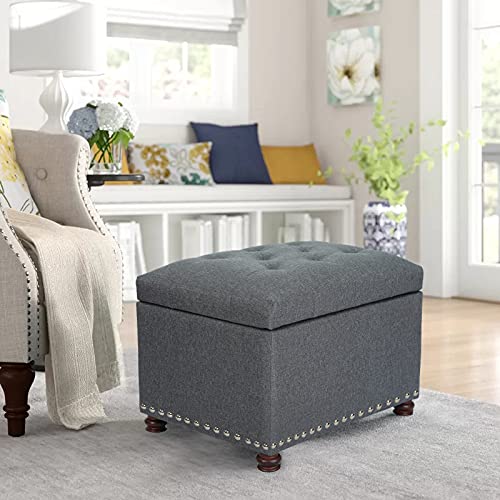 Storage Ottoman Bench Rectangular Fabric Organization Foot Rest