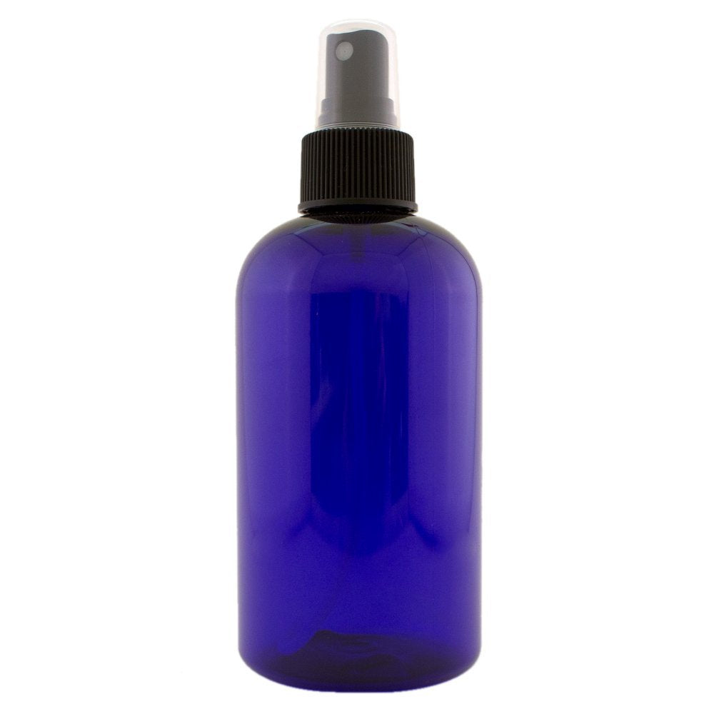 8 fl oz Cobalt Blue Plastic Bottle with Black Spray Cap (8 Fl Oz)