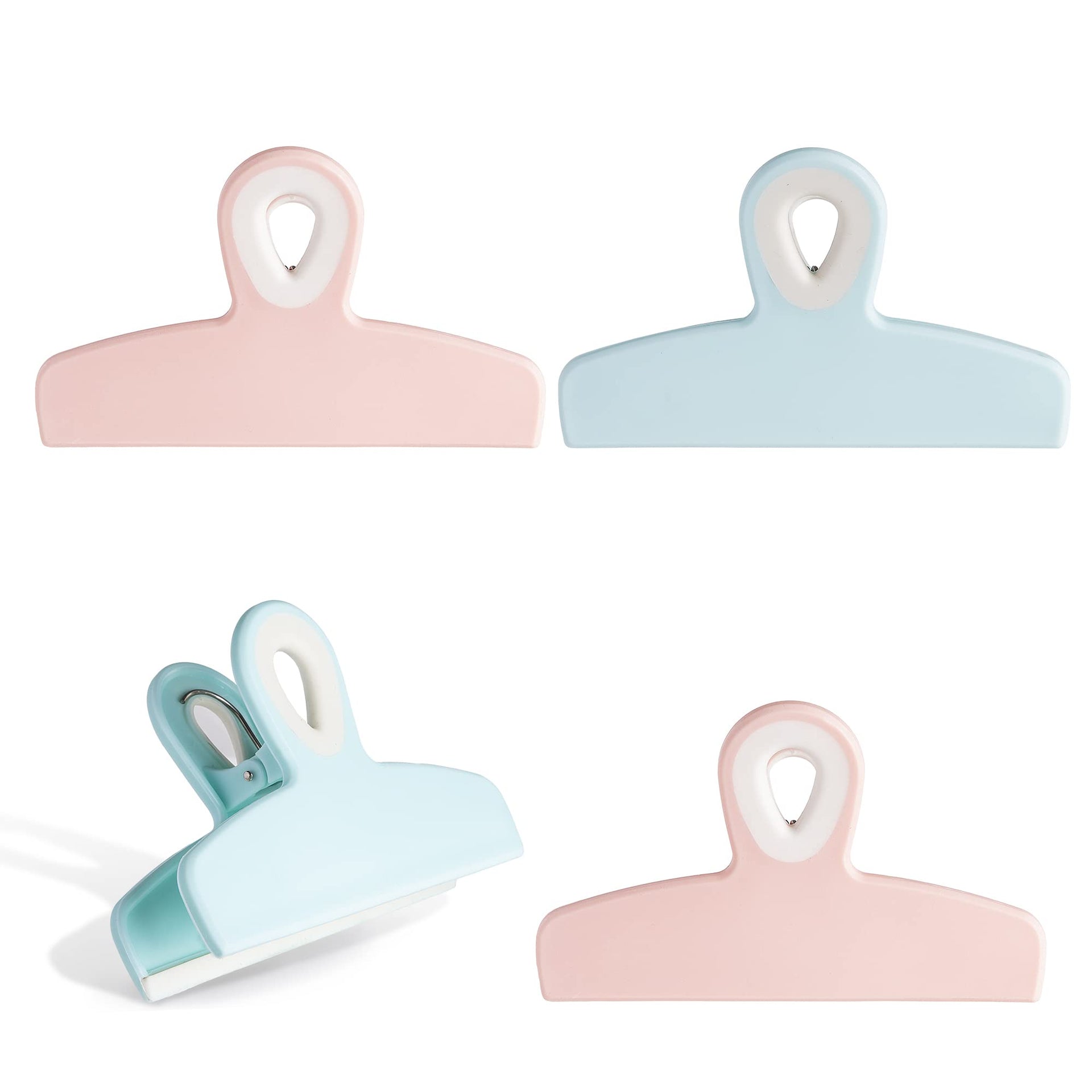 Bag Clips Heavy Duty Chip Clip and Refrigerator Magnet for Food Storage with Air Tight Seal Grip (4 Count)