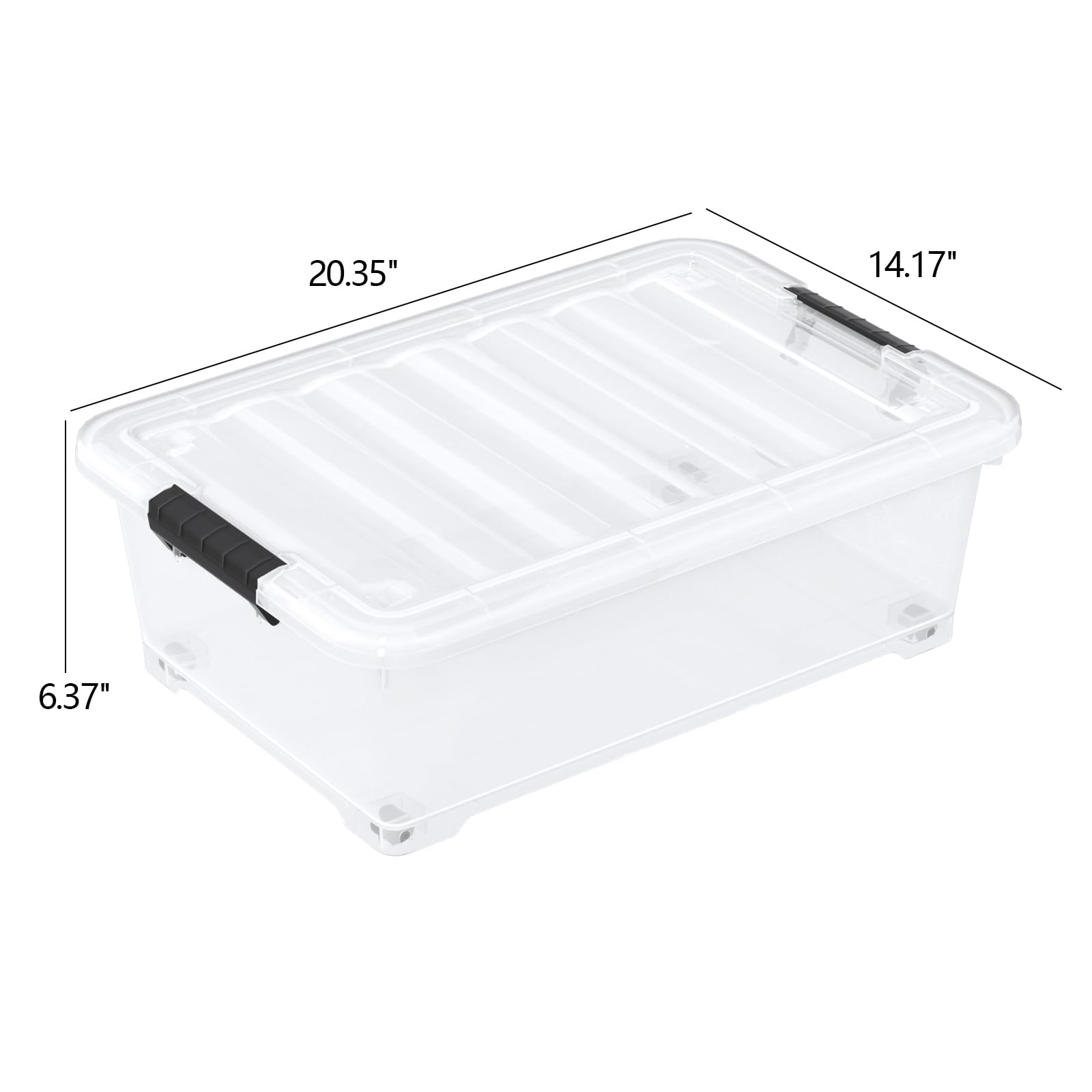 20 L 4 Pack Clear Plastic Under the Bed Storage with Wheels (4 Count)
