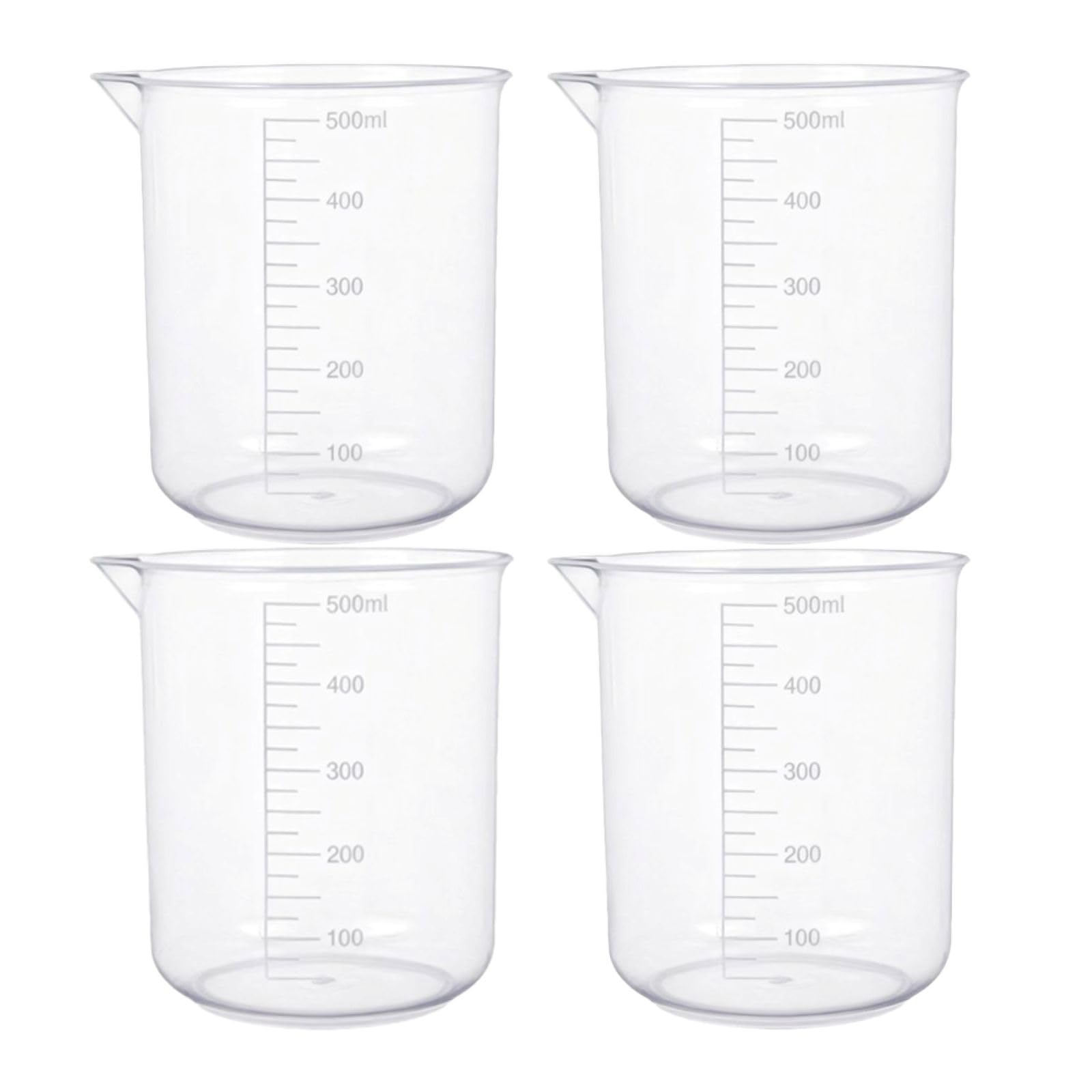 4PCS 500ml Plastic Lab Beakers