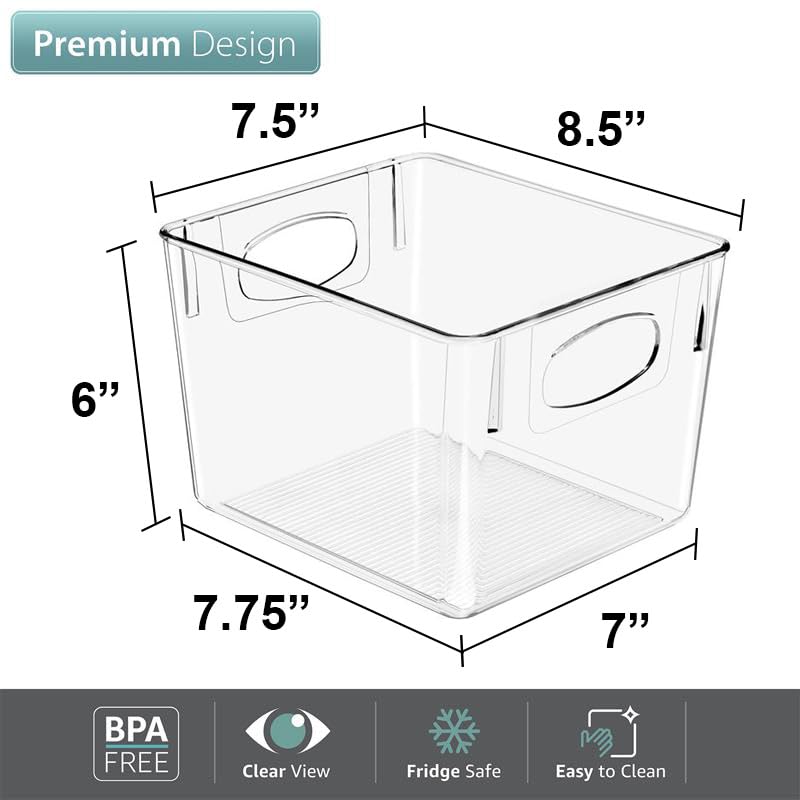 4 Pack Medium Clear Plastic Storage Bins