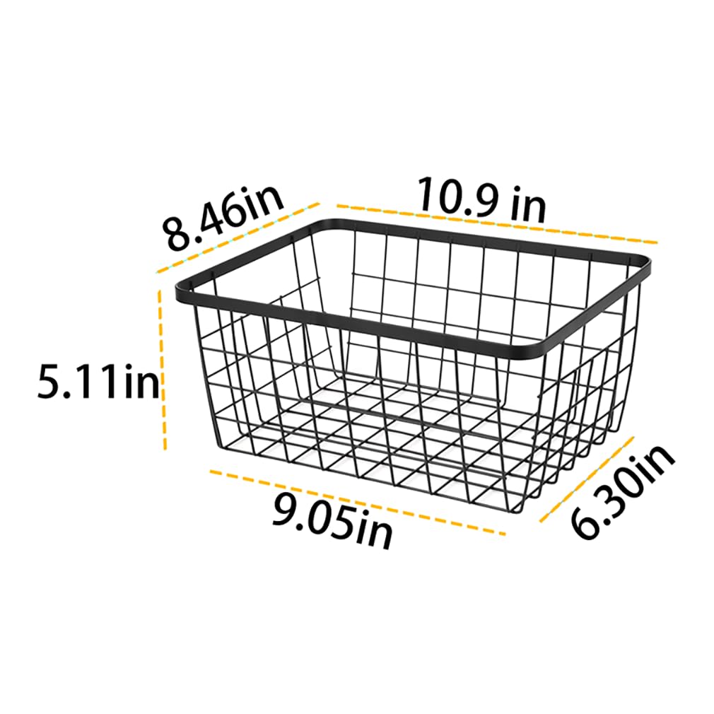 Kitchen Metal Wire Baskets with Handles Food Storage Organizer (2 Count)