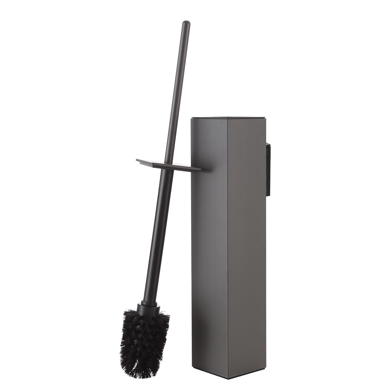 Toilet Brush and Holder Set Gun Grey Wall Mounted for Bathroom Square Design