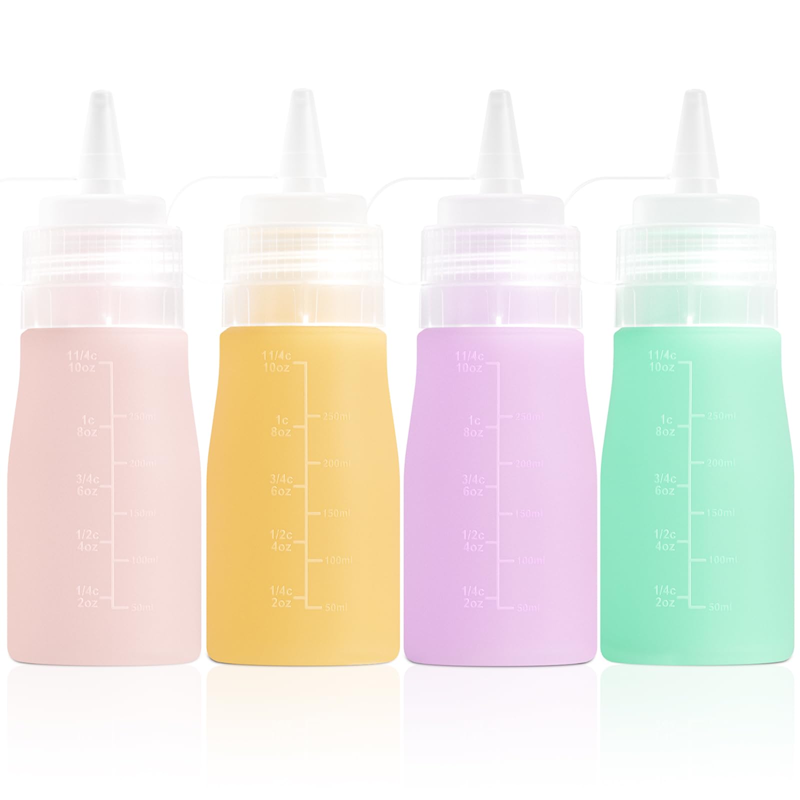 12oz Silicone Squeeze Bottles for Sauces & Oil (4 Count)