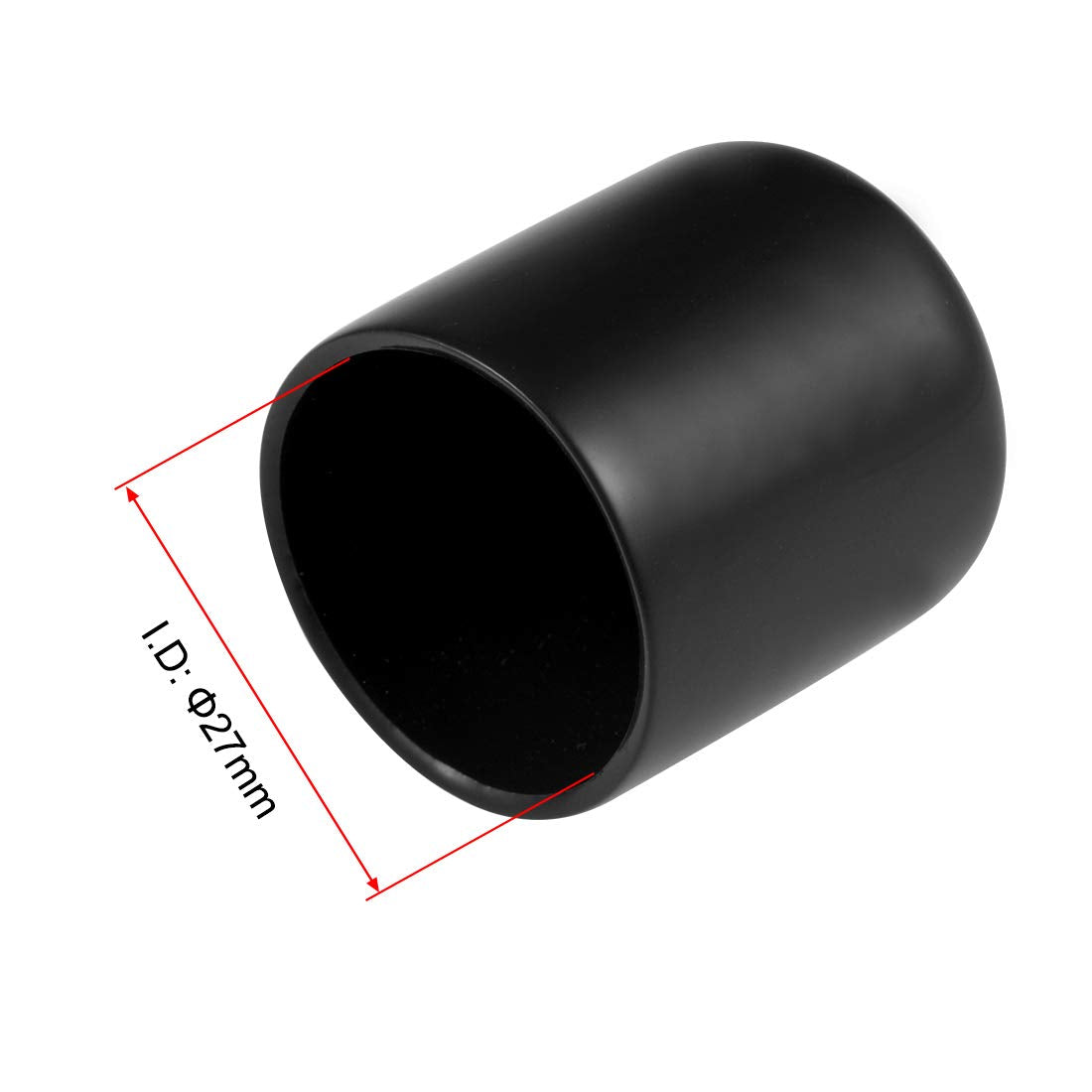 20pcs Rubber End Caps 27mm ID Vinyl Round Tube Bolt Cap Cover Thread Protectors Black (20 Count)