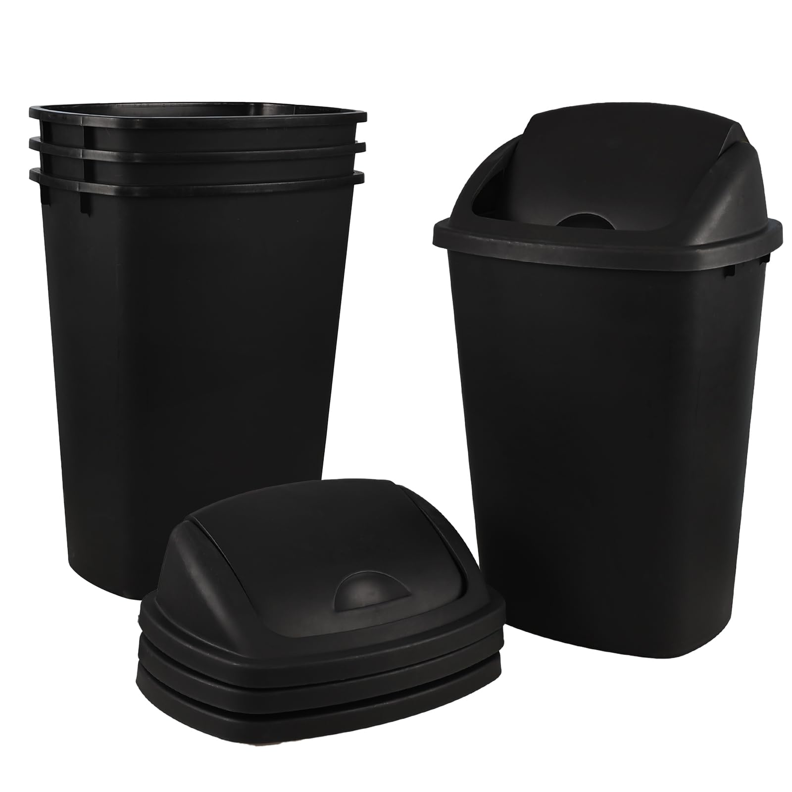 13 Gallon 50 L Swing Lid Tall Kitchen Trash Can (4 Count)