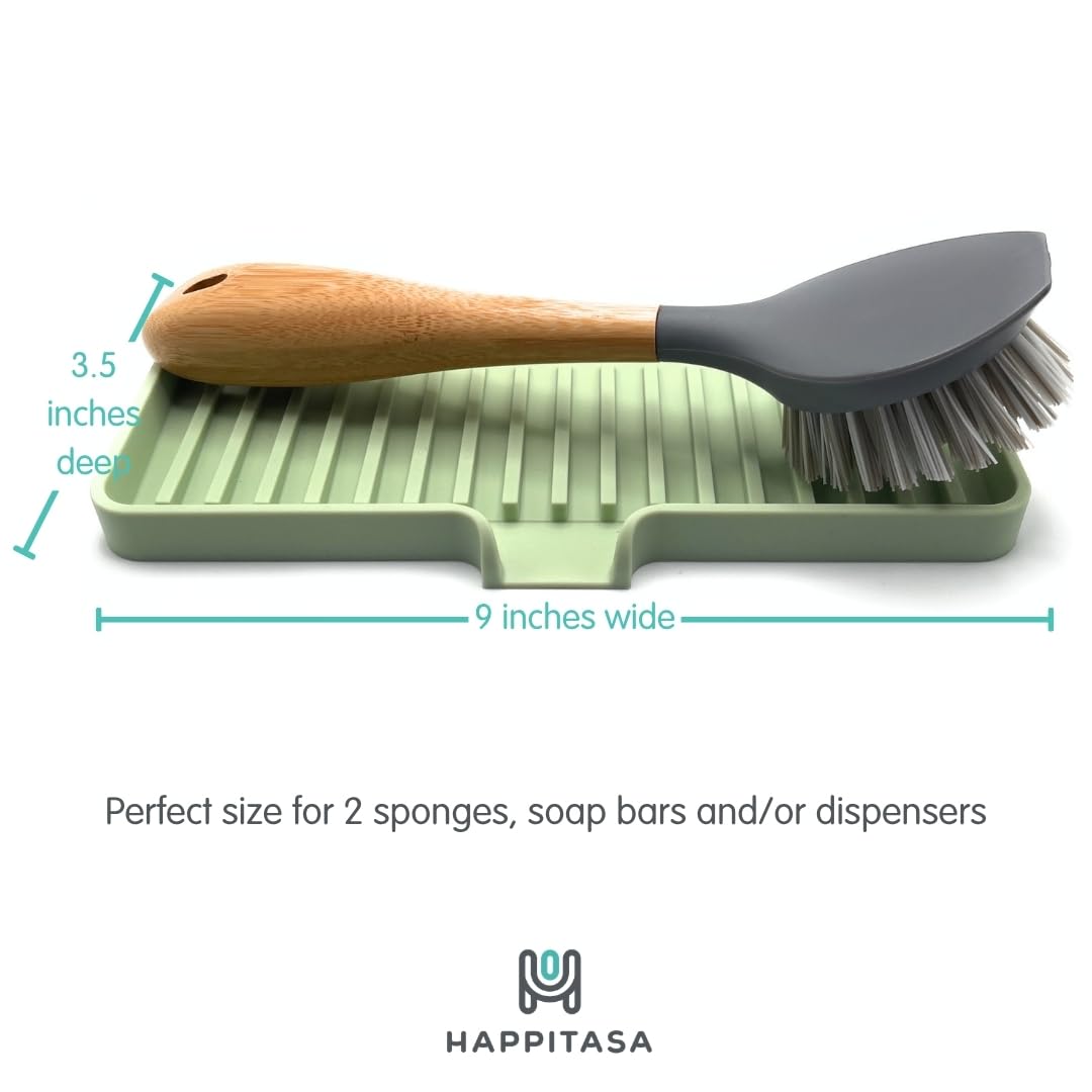 Silicone Soap Dish Tray and Sponge Holder with Drain Chute