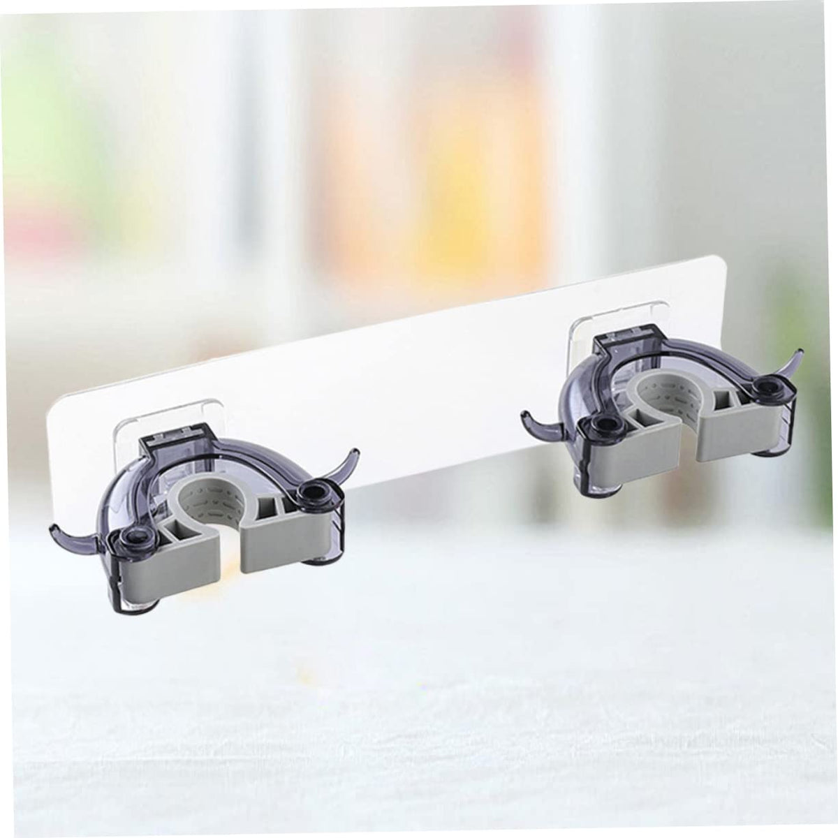 Dual Buckle Mop Holder Wall Mounted Seamless Mop Hook for Home Kitchen Bathroom Organizer Punch Heavy Duty Broom Hanger Clip Black