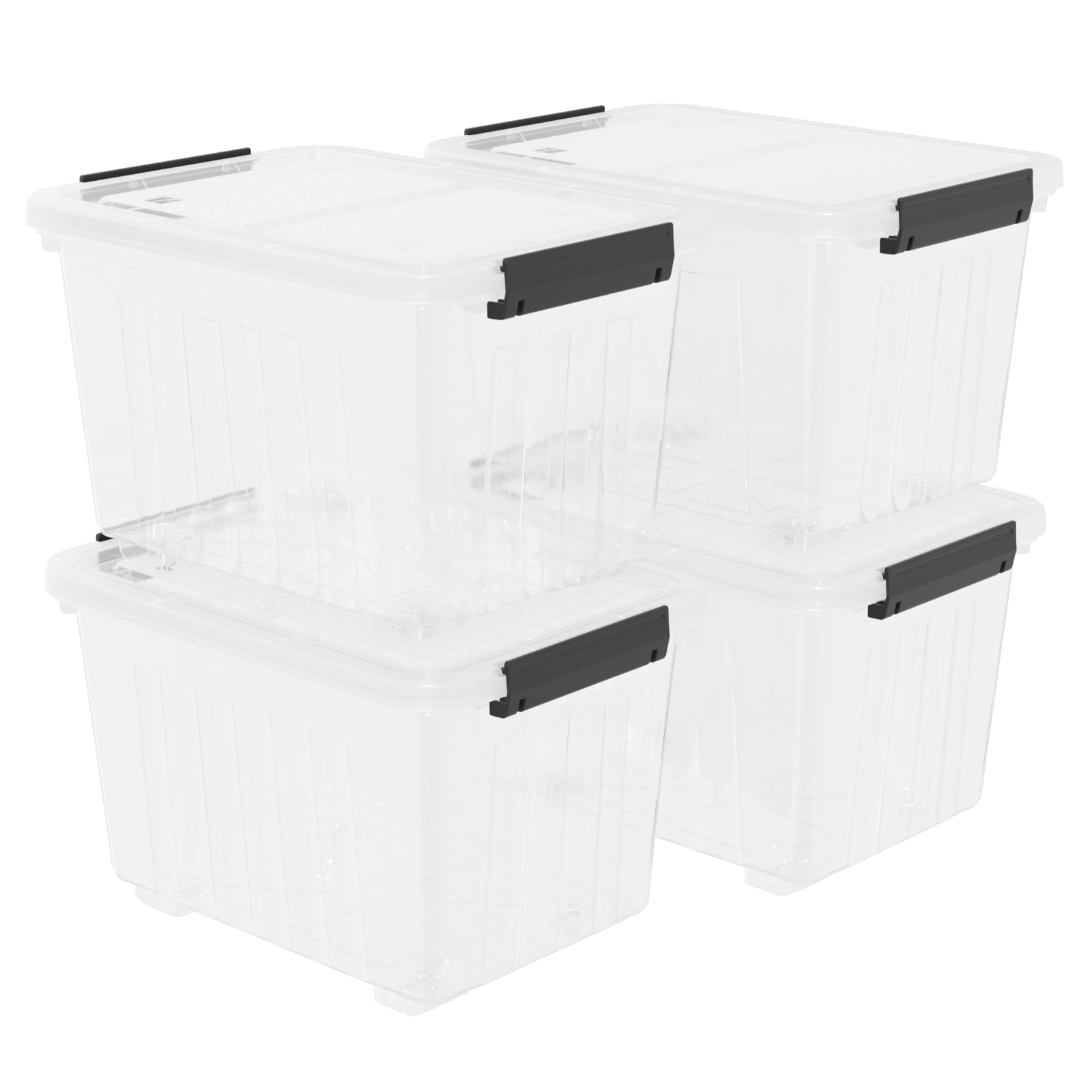 30 Quart Plastic Clear Storage Bin with Wheels (4 Count)