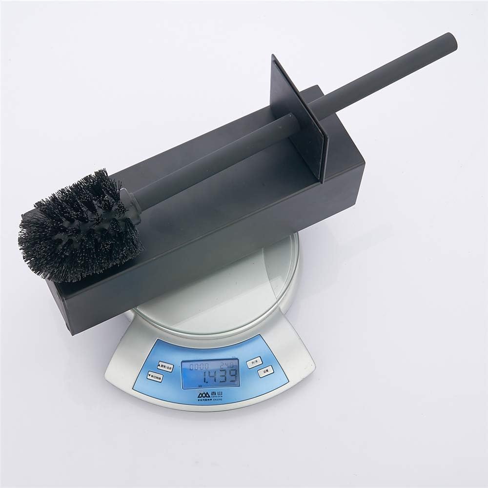 Matte Black Square Stainless Steel Toilet Brush with Holder