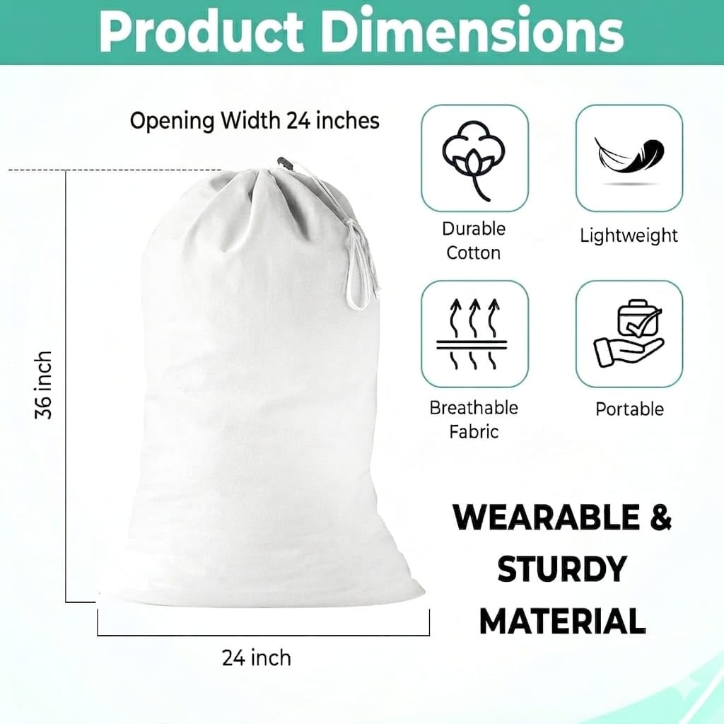 2 Pack Cotton Laundry Bag (2 Count)