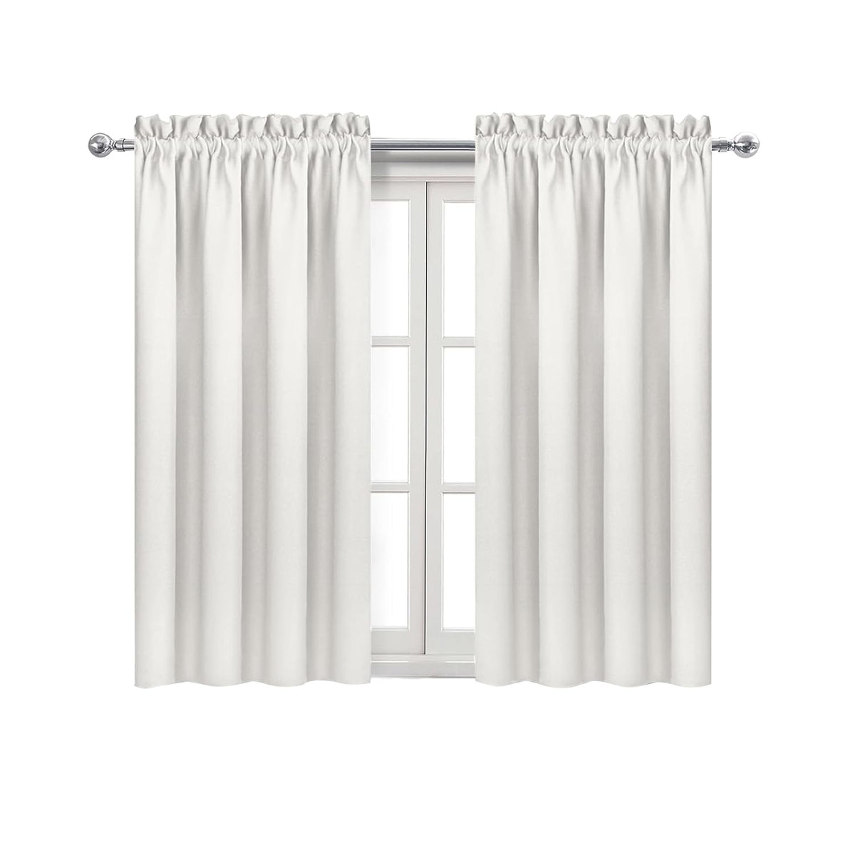Blackout Curtains for Bedroom Living Room 52 x 45 Inch Long Ivory (2 Count)