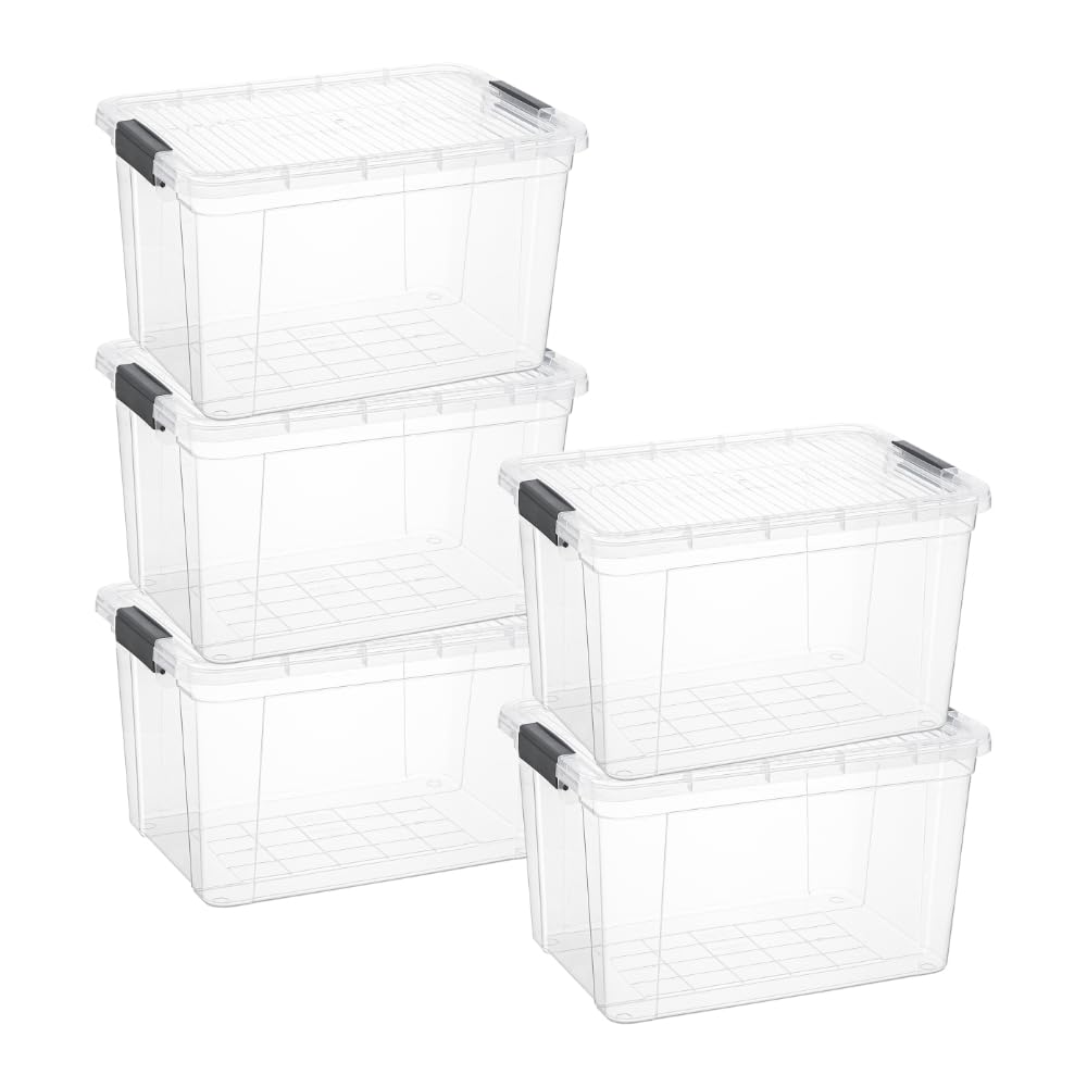 14.7 Quart Clear Plastic Storage Boxes with Lids (5 Count)