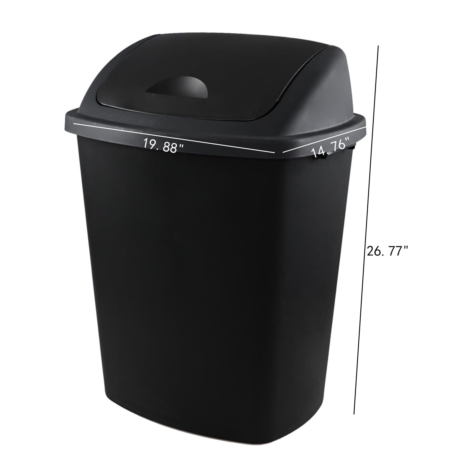 18 Gallon Black Plastic Kitchen Trash Can with Swing Lid (4 Count)