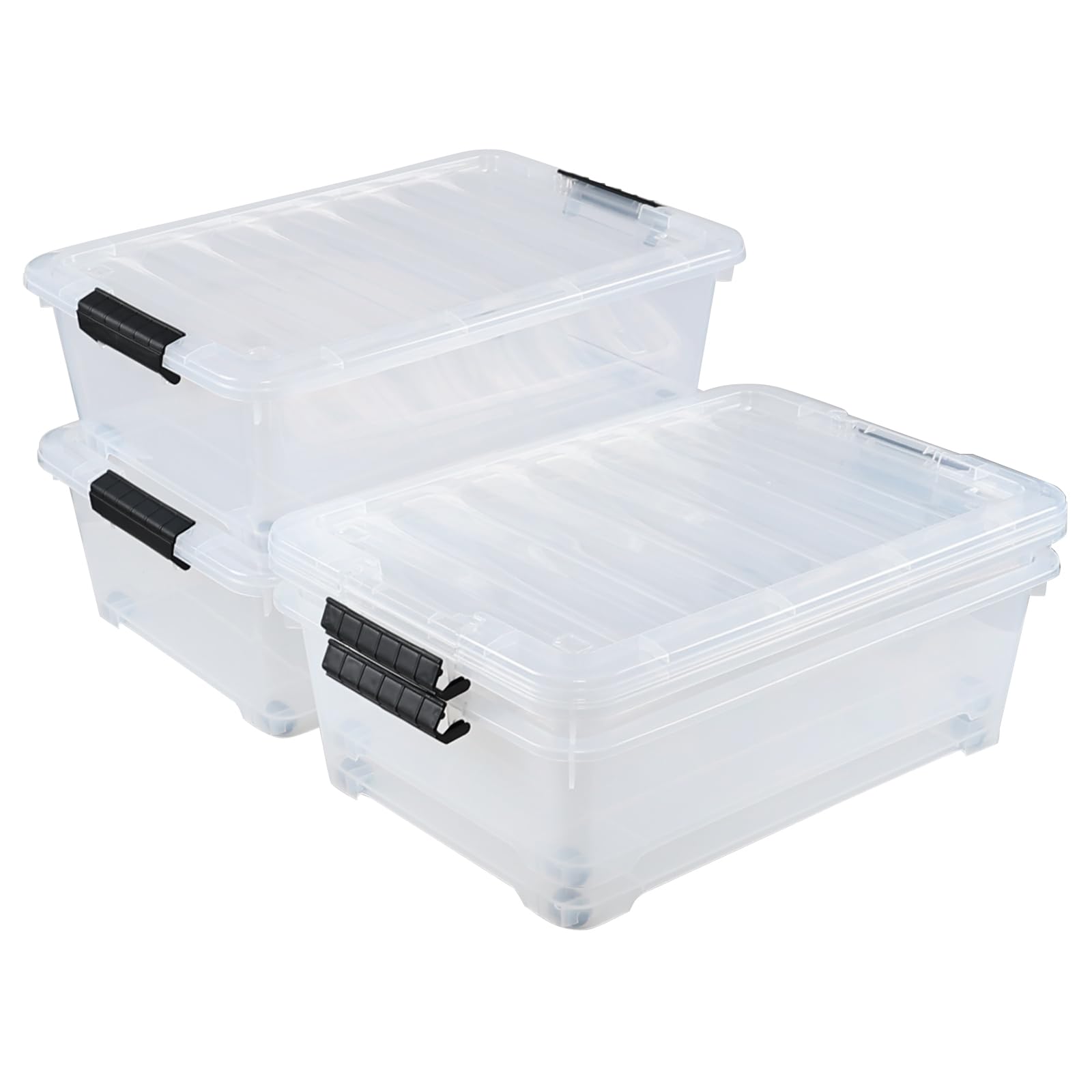 4 Packs 20 Quart Plastic Under Bed Storage Container with Wheels (4 Count)