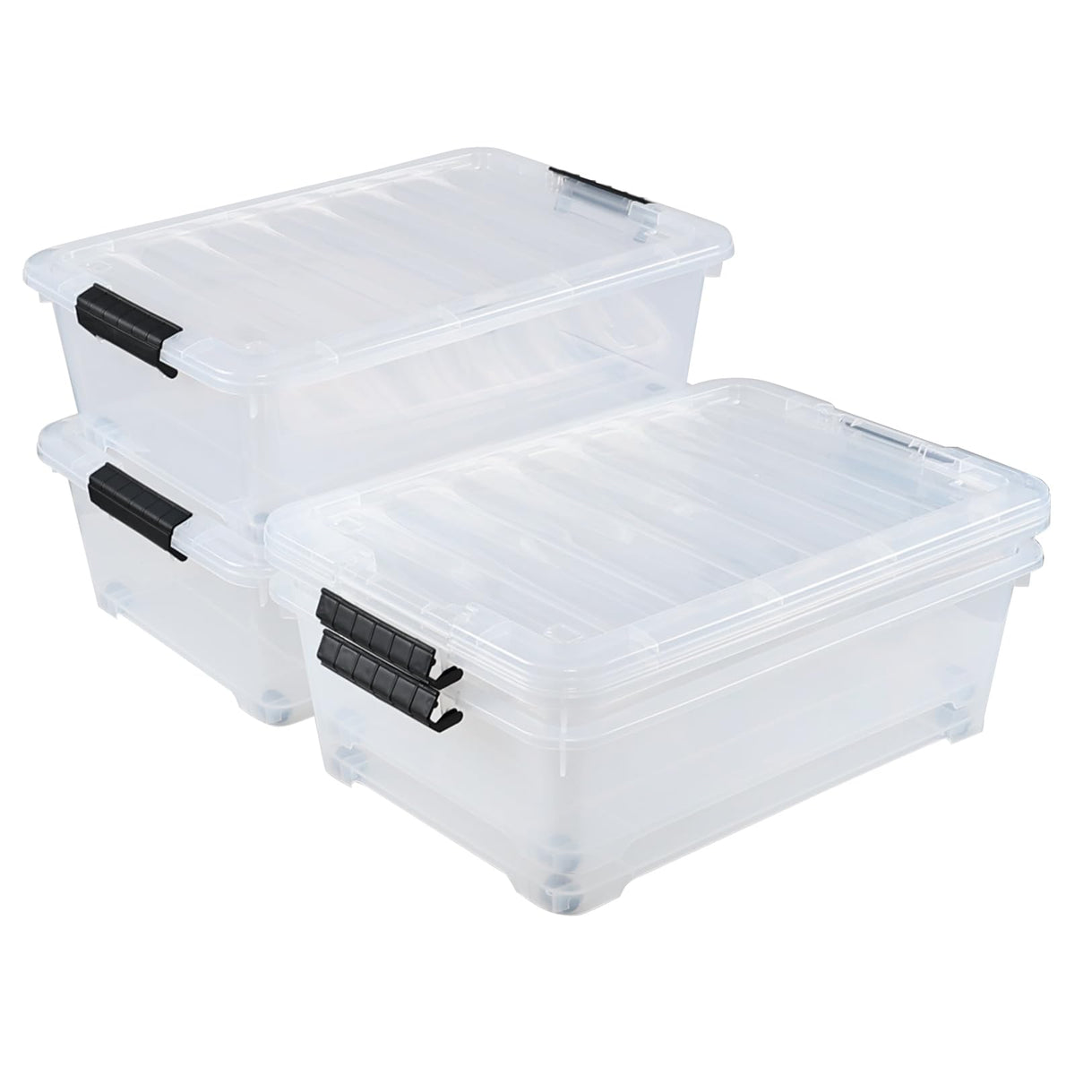 4 Packs 20 Quart Plastic Under Bed Storage Container with Wheels (4 Count)