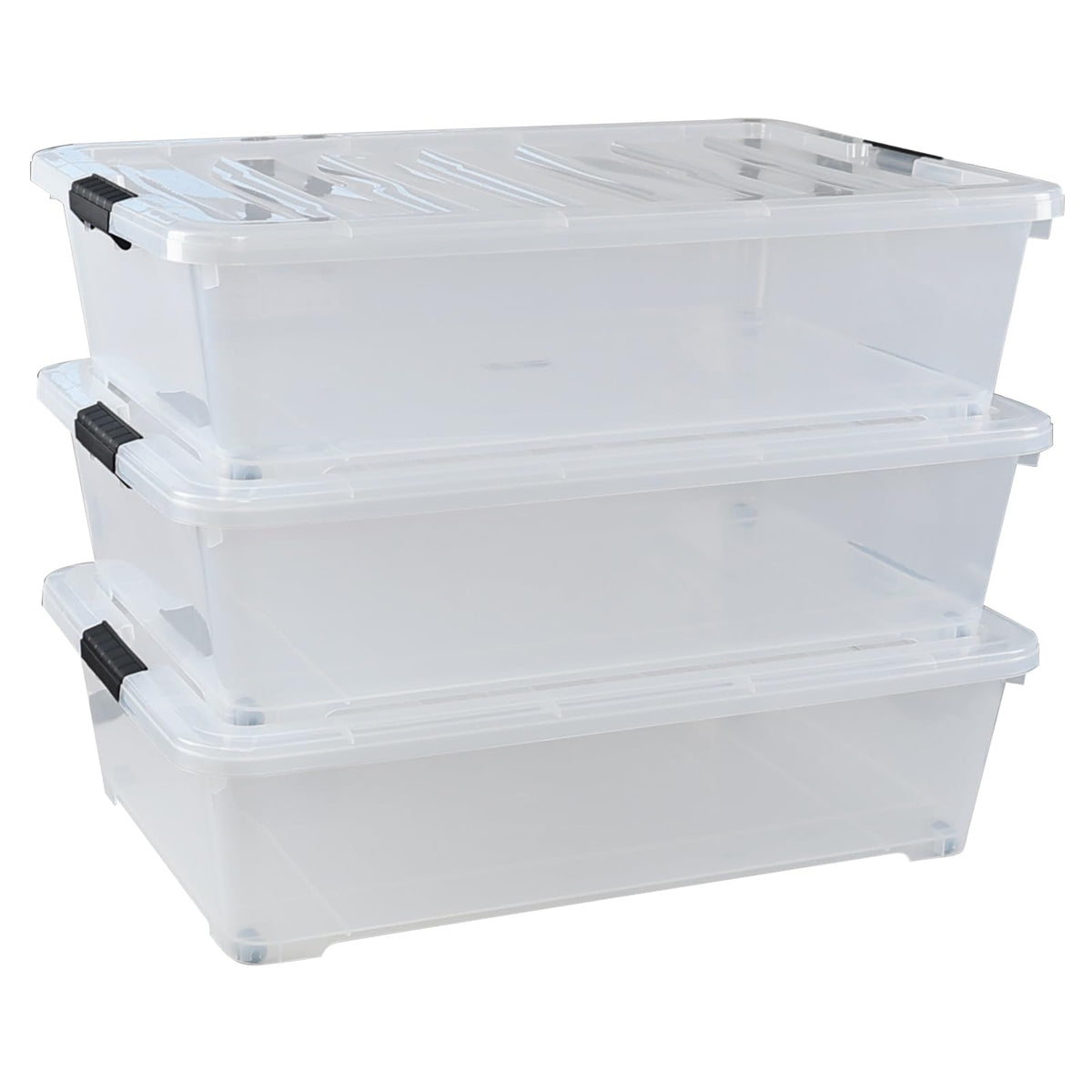 50 Quart Clear Plastic Under Bed Storage Bin with Lid (3 Count)