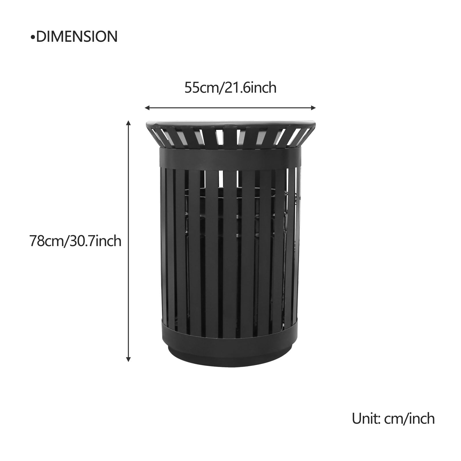 Outdoor Metal Slatted Trash Receptacle