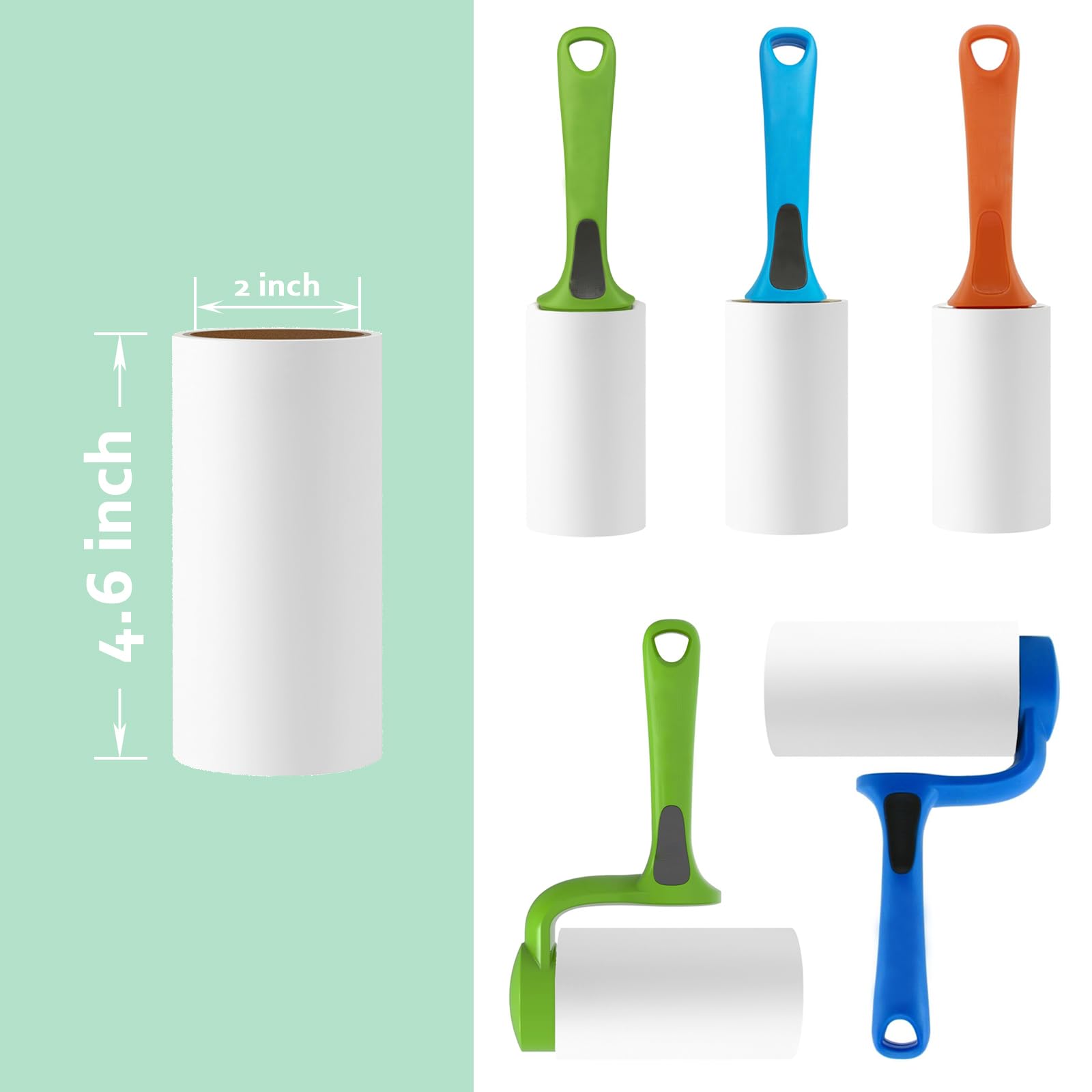 4.6 inch Giant Lint Roller Refills Compatible with Evercare Giant Lint Roller 4.6 inch Pet Hair Remover Roller Refill Extra Sticky 60 Sheets per Roll 5 Pack Total 300 Sheets (300 Count)