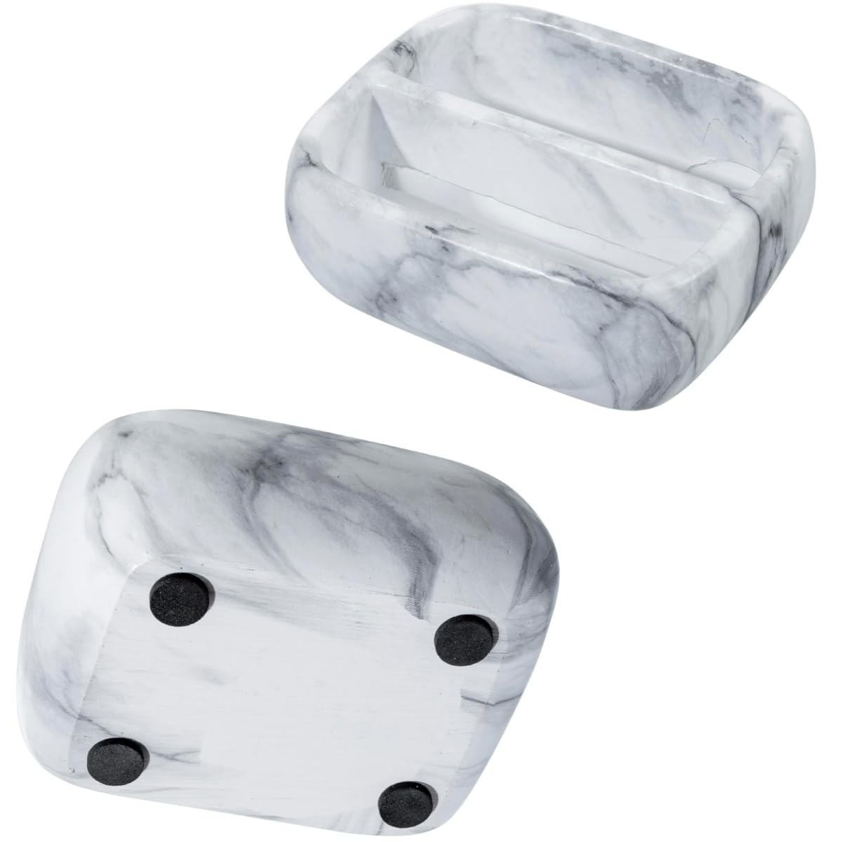 5.4 Inch Deluxe Modern White Marble Pattern Resin Double Sponge Holder