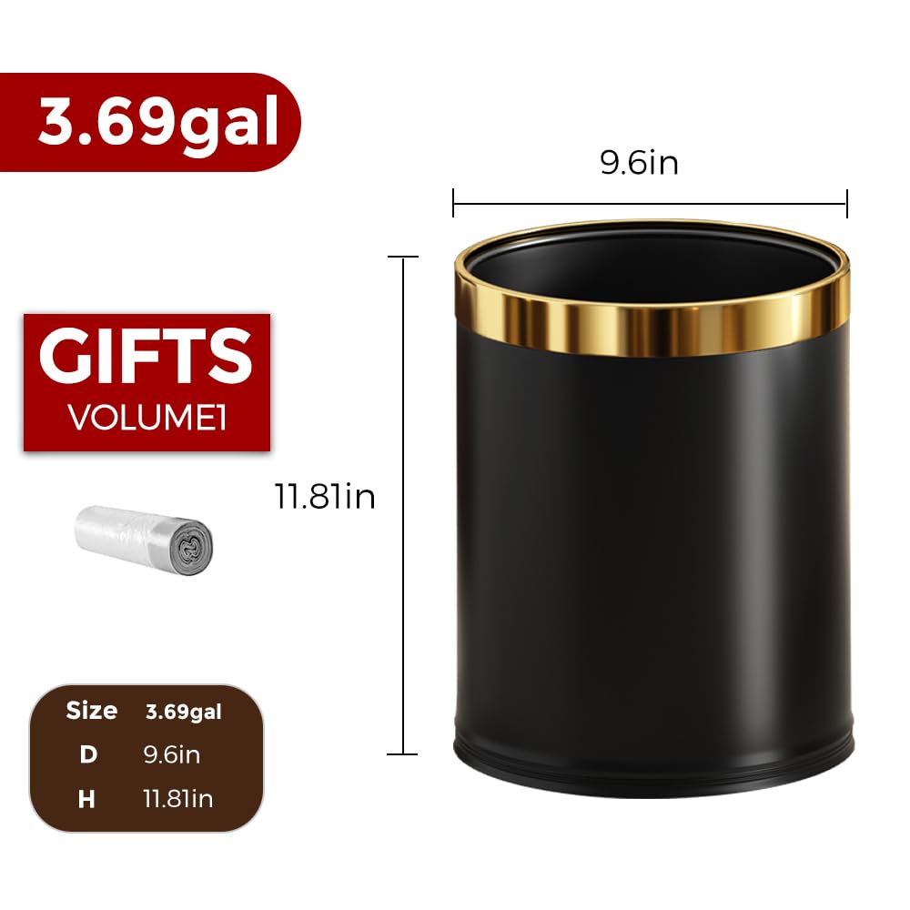 14L 3.7GAL Black and GoldTrash can