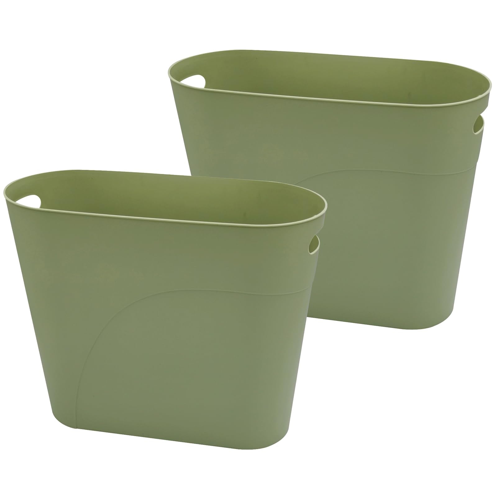 Small Trash Can Plastic Bathroom Wastebasket 3.2 Gallon Slim Garbage Container Bin with Handle for Home Kitchen Bathroom Bedroom Office (2 Count)