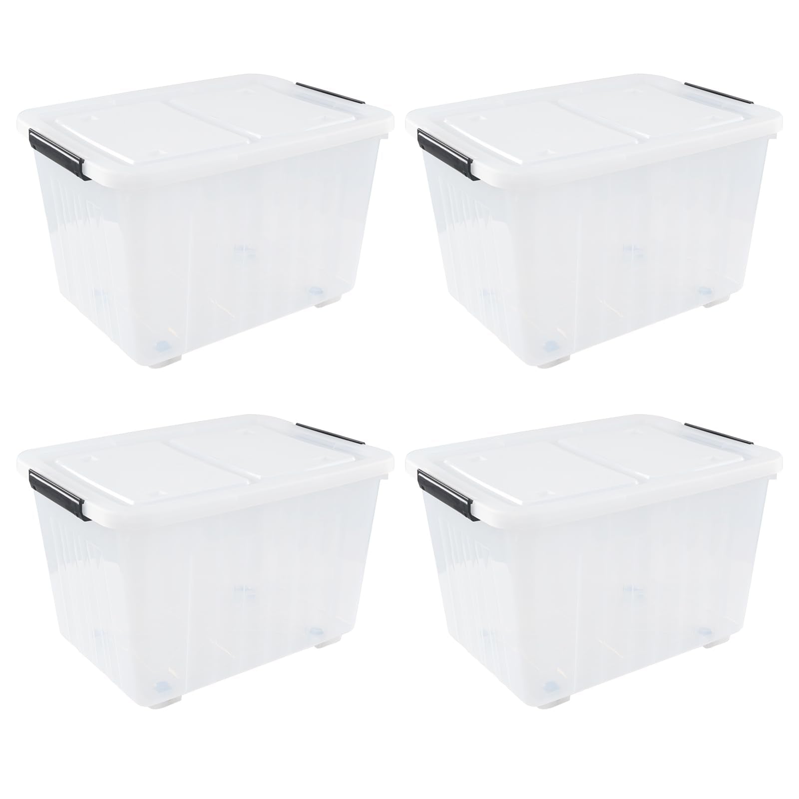 Clear Plastic Storage Bins With Lids and Wheels (4 Count)
