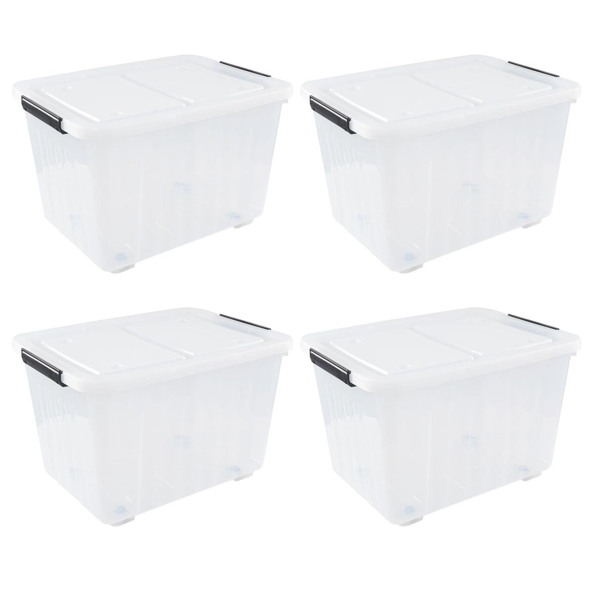 Clear Plastic Storage Bins With Lids and Wheels (4 Count)