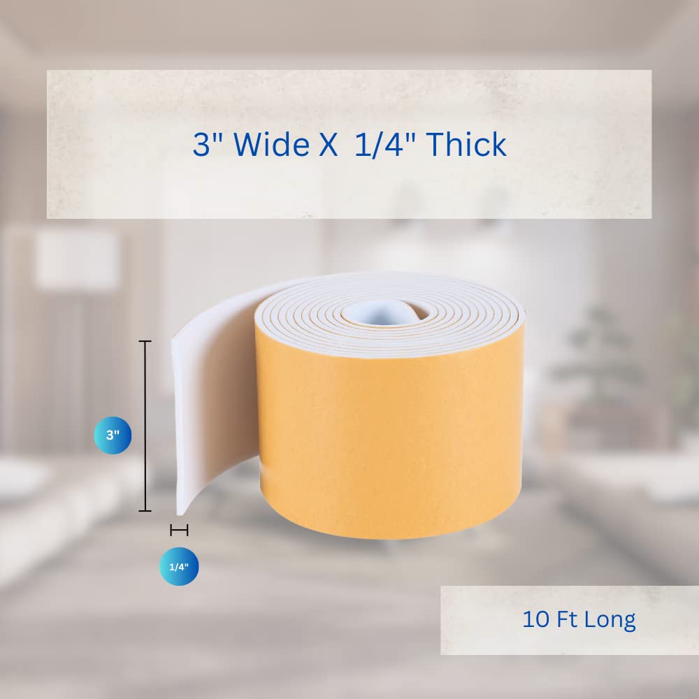 High Density Foam Weather Stripping Door Seal Strip Insulation Tape Roll for Insulating Door Frame (10 Foot)