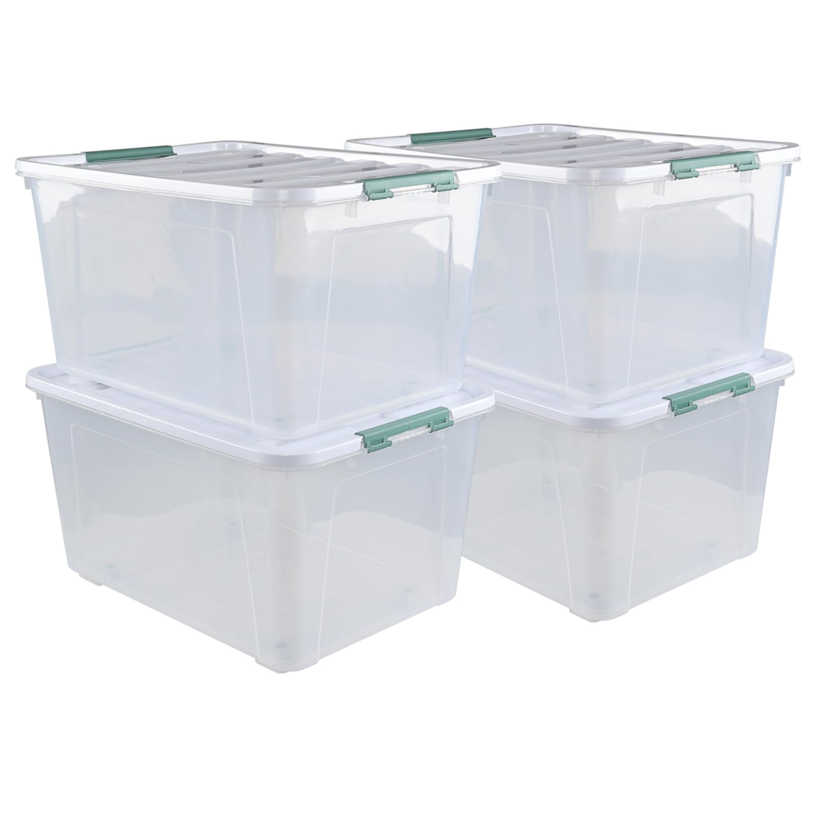 4 Pack Clear 80 L Rolling Plastic Storage Bins with Latching Lids (4 Count)