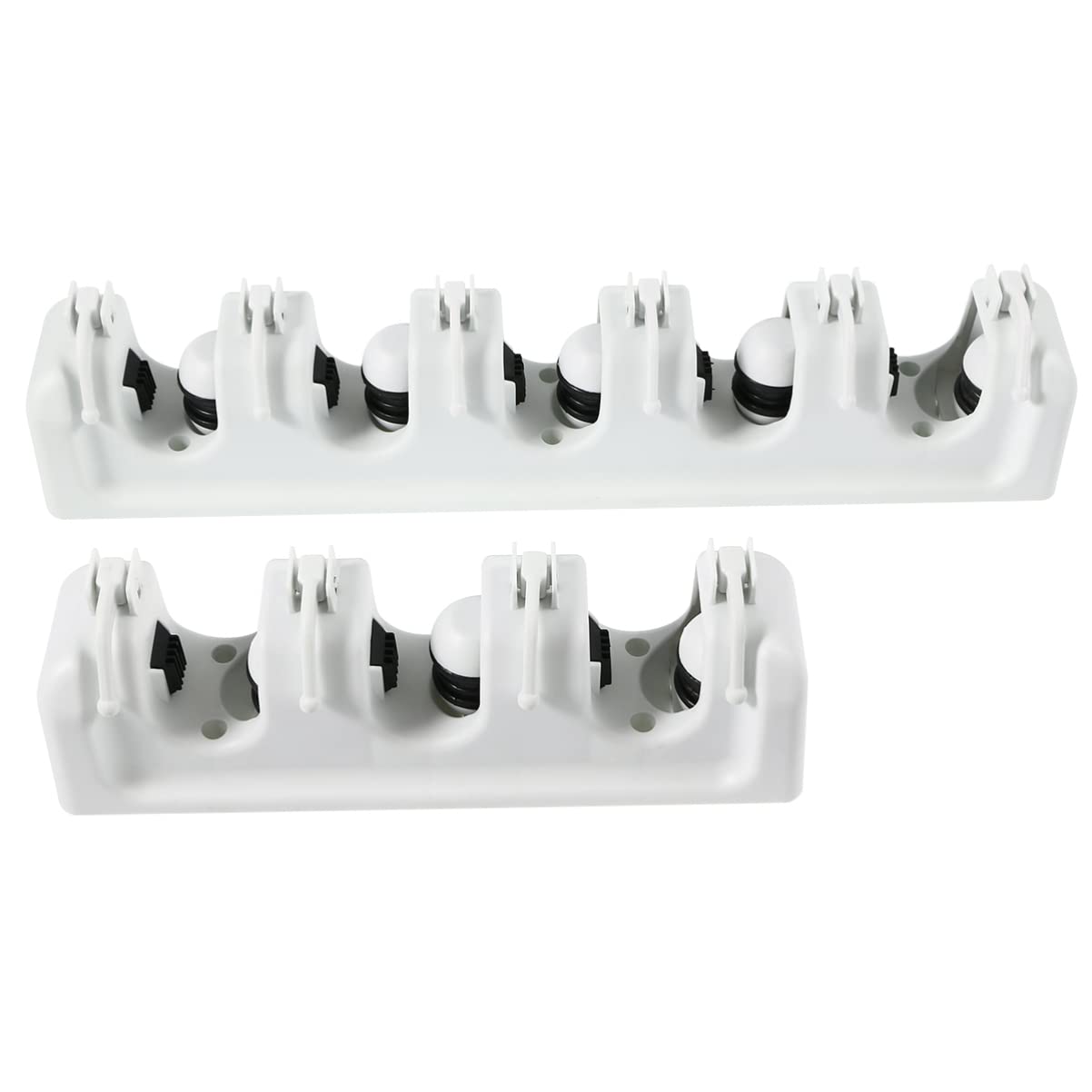 Mop and Broom Holder Wall Mounted Storage Rack Slots Hooks for Garage Garden Kitchen Organization Versatile Umbrella and Tool Storage Rack White