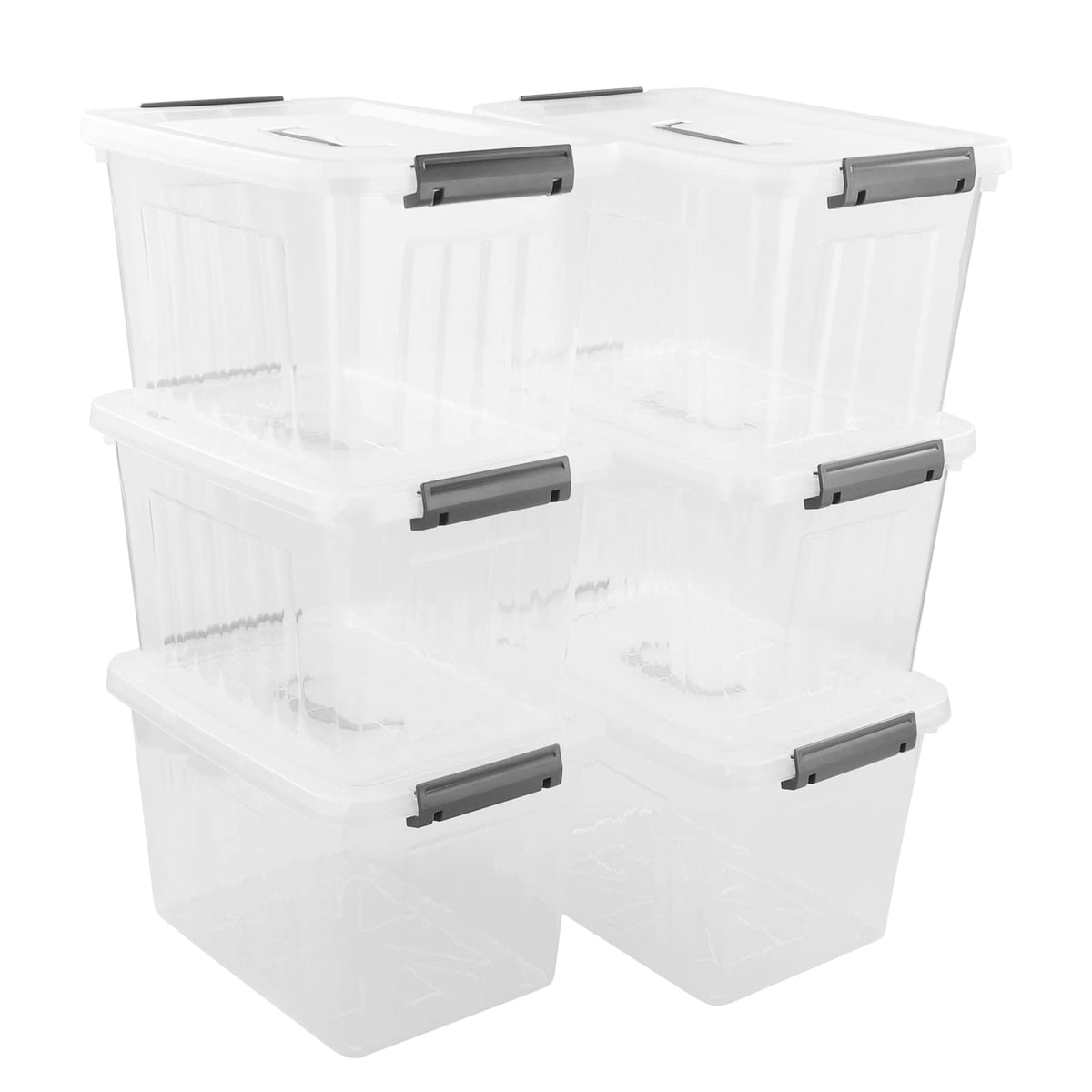 6 Pack Clear Plastic Latching Storage Box (6 Count)