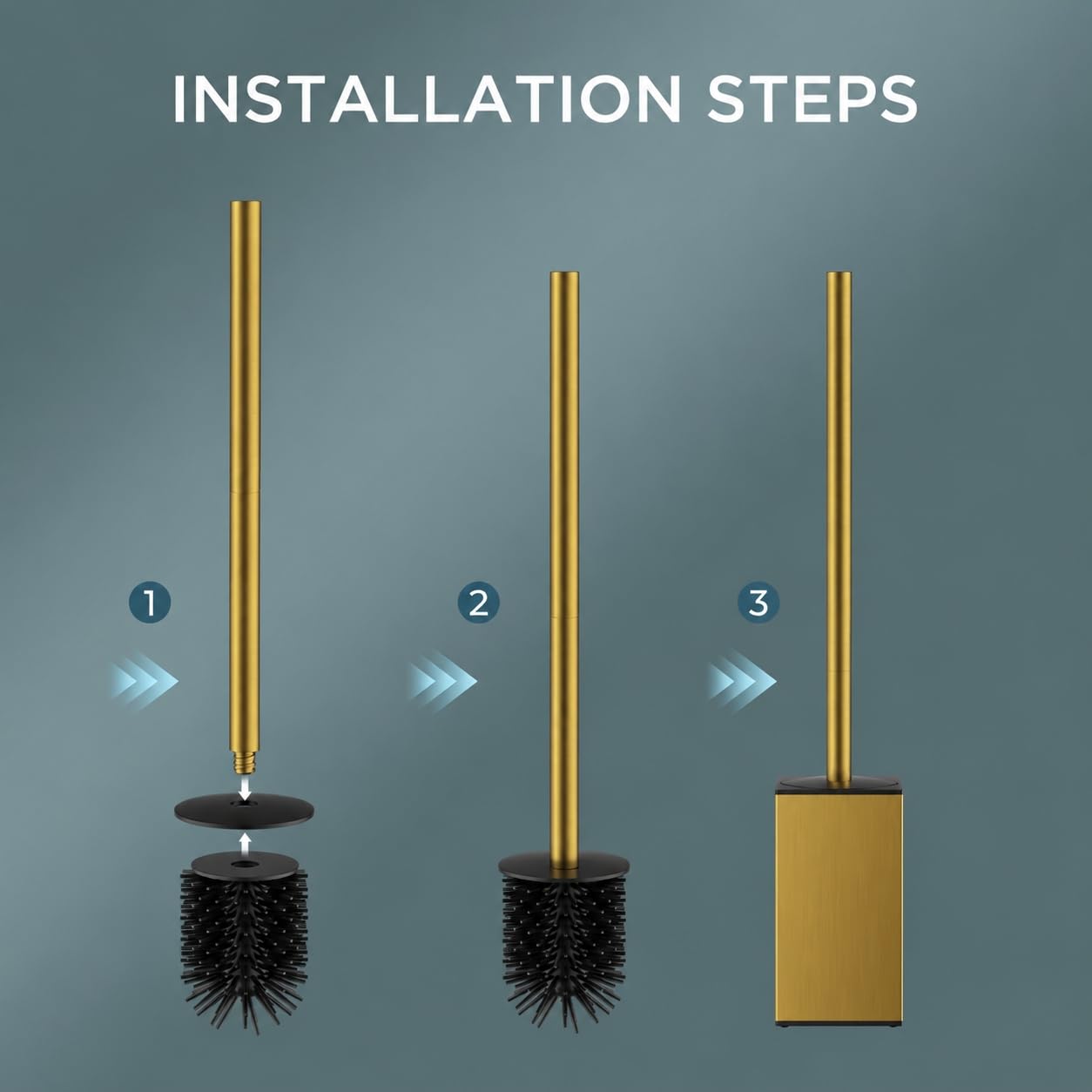 Stainless Steel Toilet Bowl Brush Scrubber and Holder Set Short