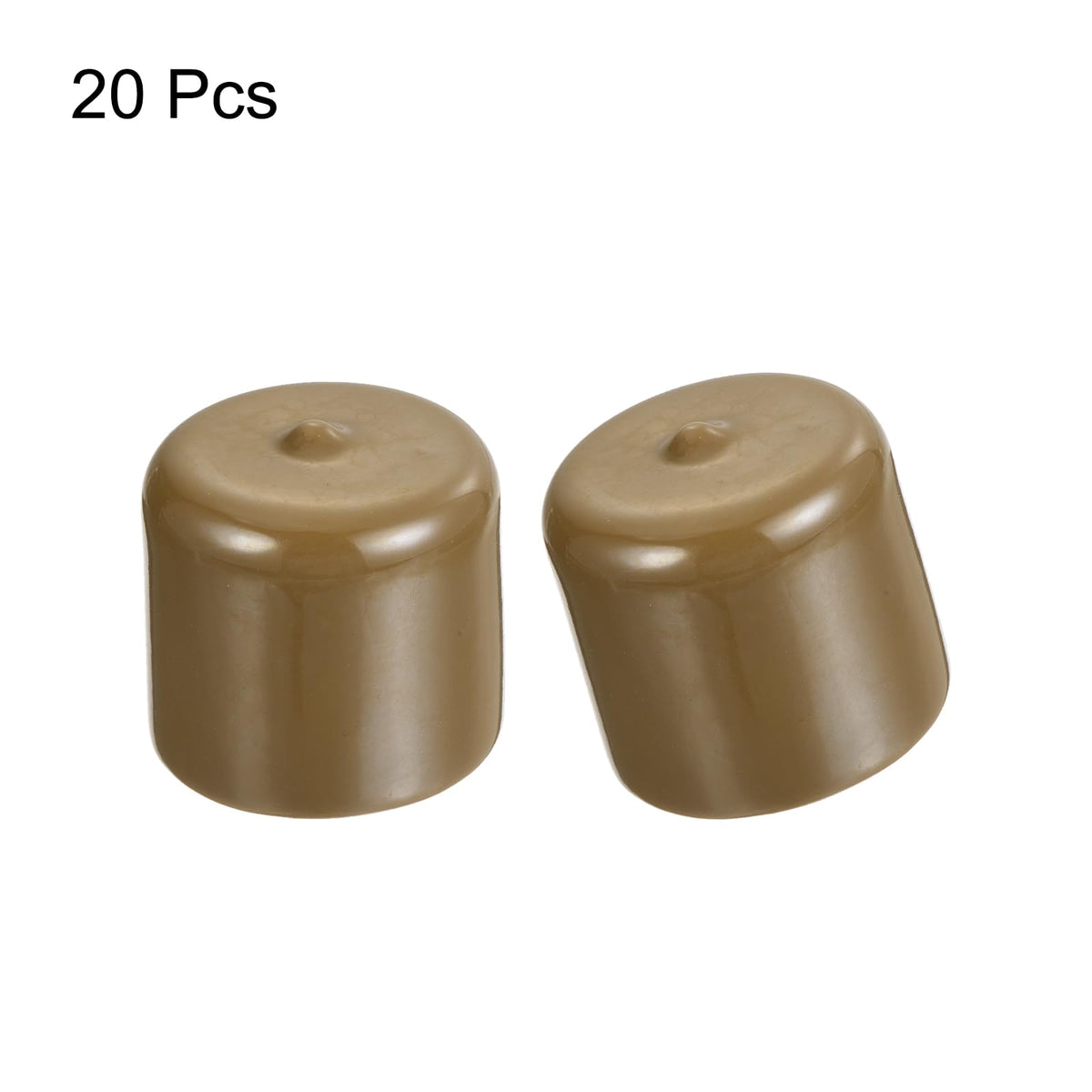 20pcs Rubber End Caps 34mm ID Vinyl PVC Round Tube Bolt Cap Cover Screw Thread Protectors Light Brown