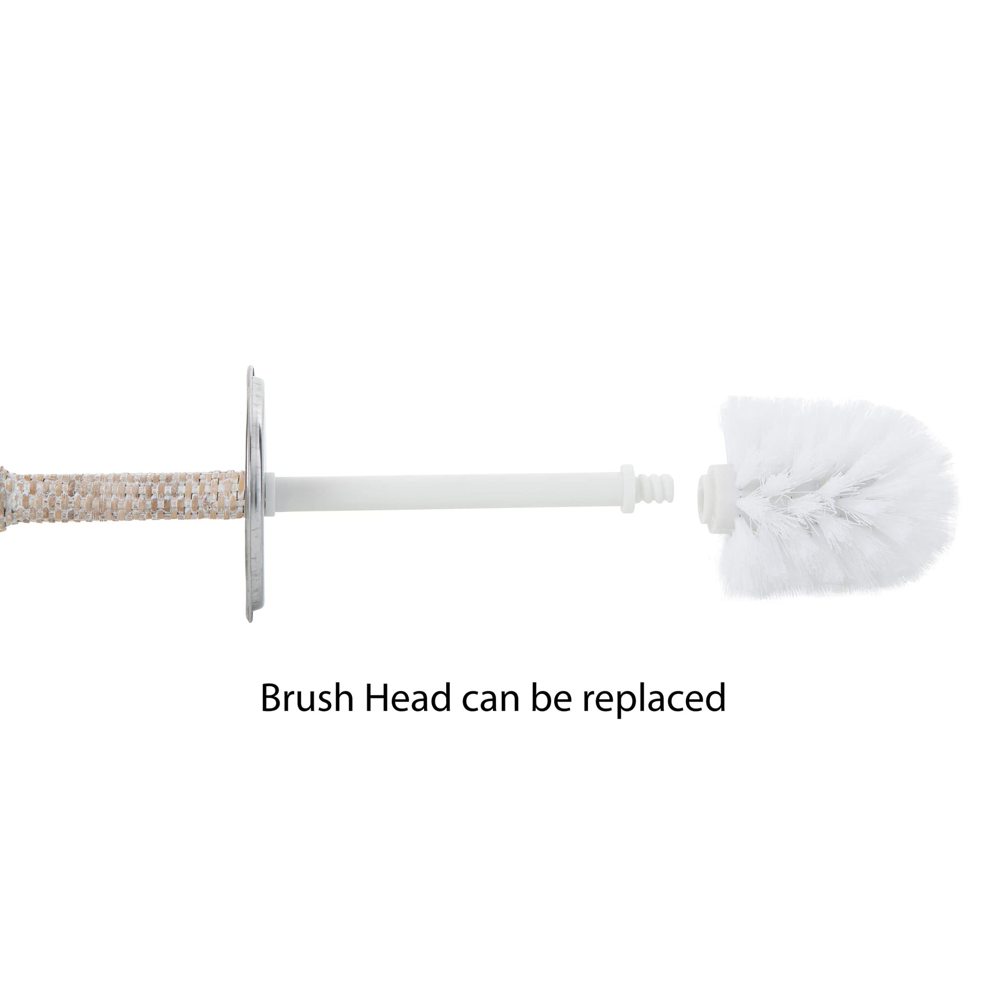 Rattan Toilet Brush Holder Set with Lid Bathroom Decor White Wash