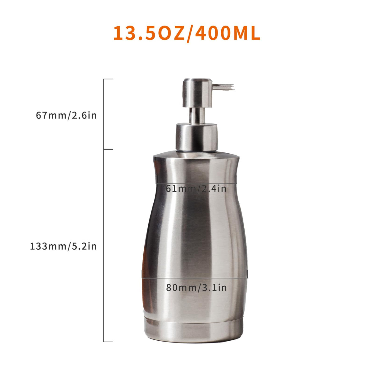 Brushed Stainless Steel Countertop Soap Dispenser Rust and Leak Resistant Hand Soap Pump with Funnel for Kitchen Countertops and Bathroom Dispensers