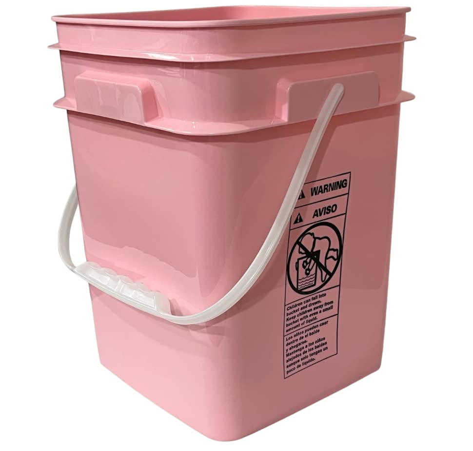 4 Gallon Square Food Grade Bucket Pail with Plastic Handles and Lid (3 Count)