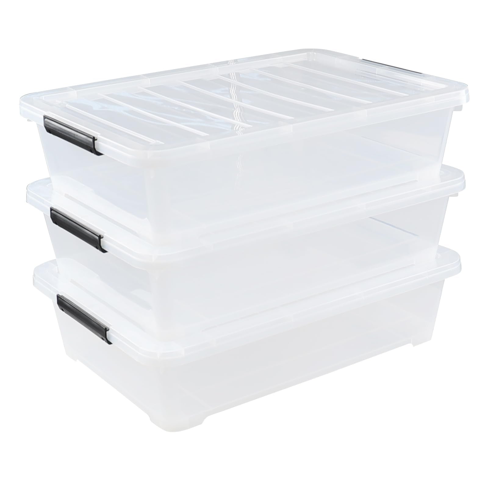 Rosebloom 40 Quart Clear Plastic Underbed Storage Bins with Lid (3 Count)