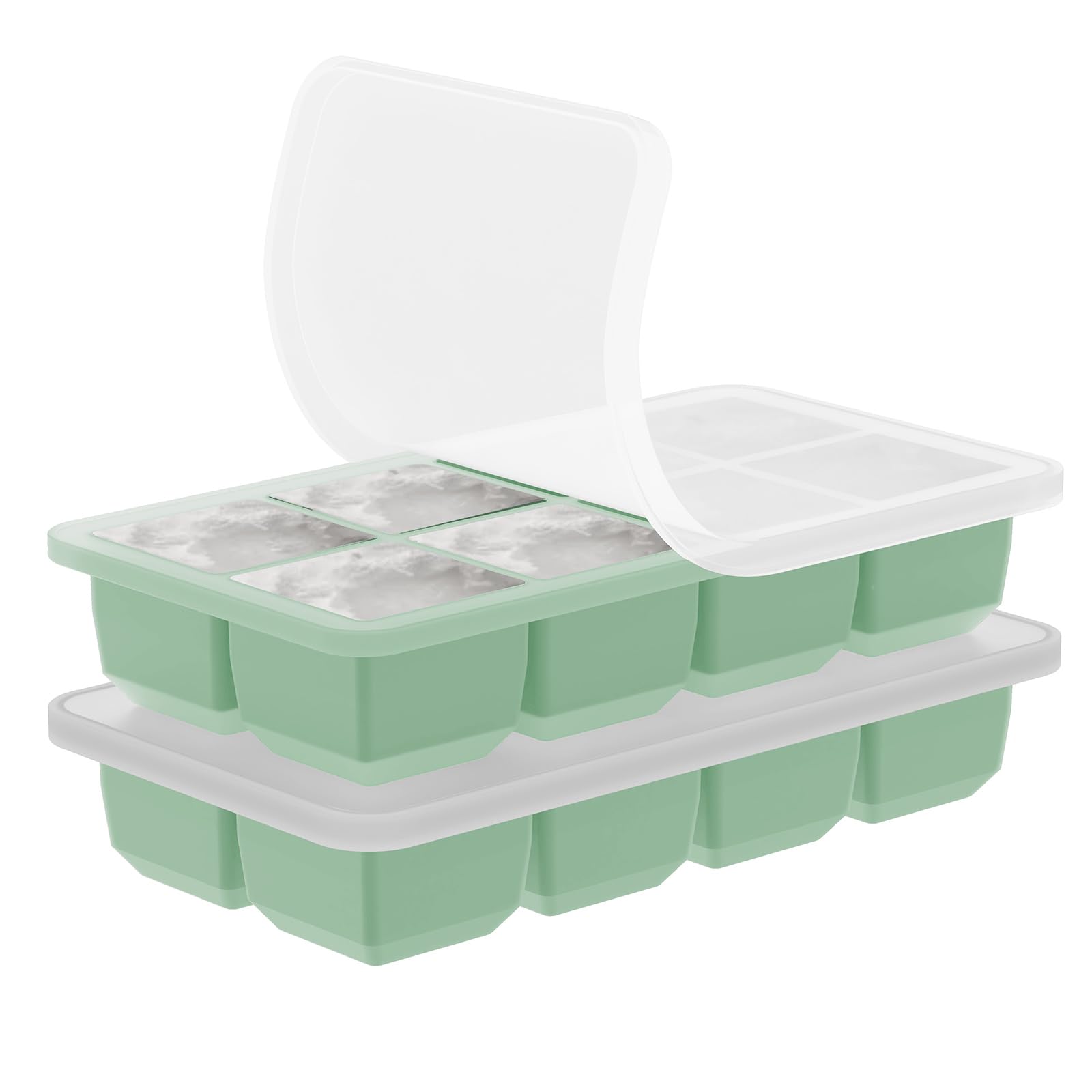2 Pack Silicone 2 Inch Large Ice Cube Molds for Cocktails Wine Fruit and Bourbon Whiskey Easy Release Ice Cube Tray with Lid Ideal for Cold Drinks and Entertaining Gatherings (15.34 Ounce)