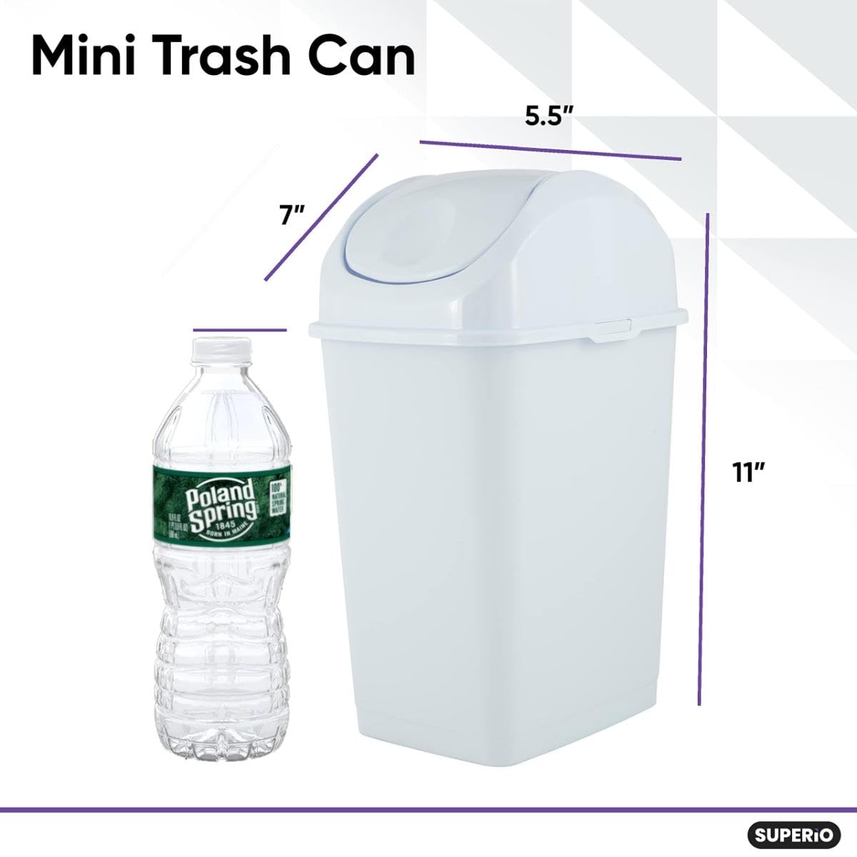 Mini Desktop Trash Can with Swing Top Lid Portable Plastic Garbage Can for Countertop