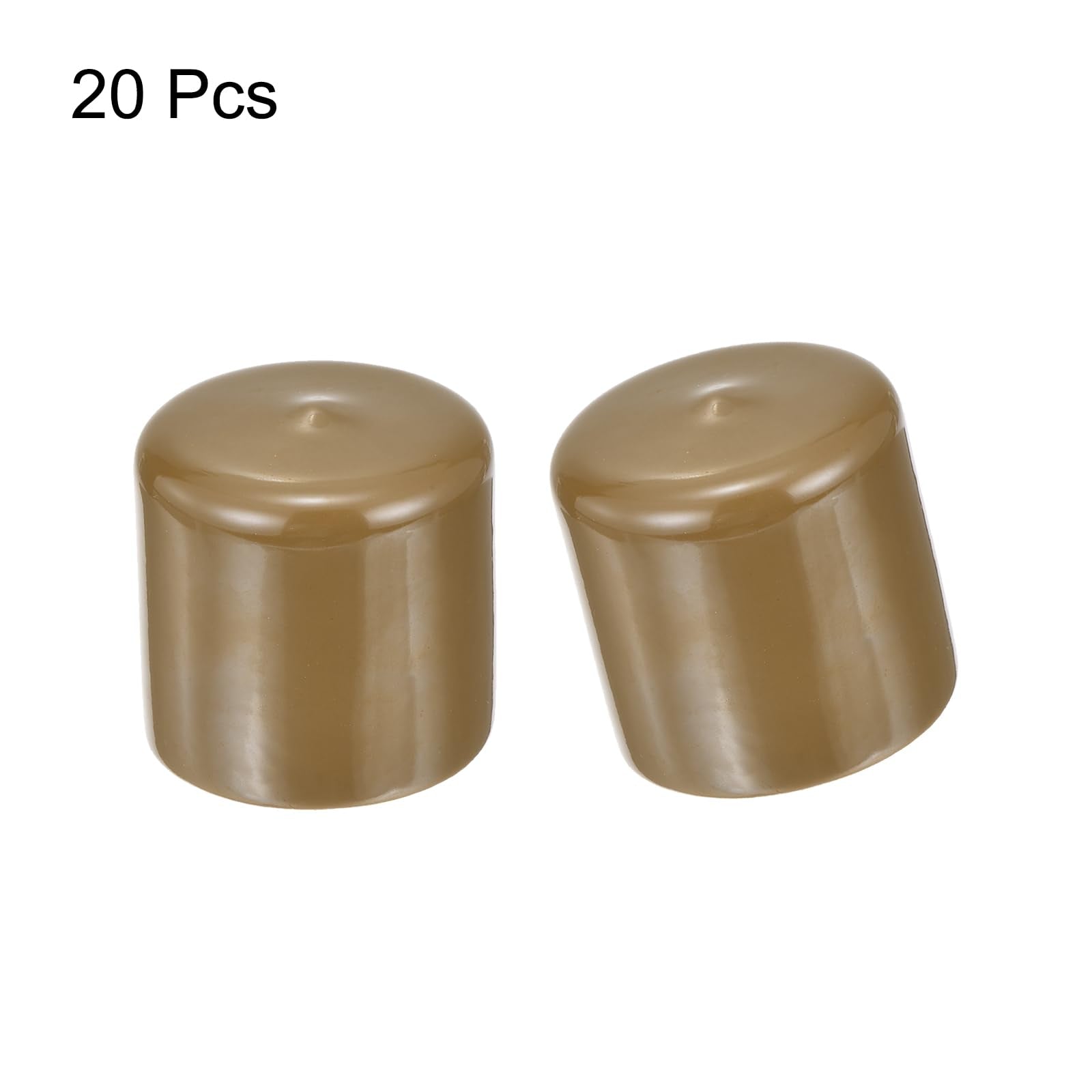 20pcs Rubber End Caps 43mm ID Vinyl PVC Round Tube Bolt Cap Cover Screw Thread Protectors Light Brown