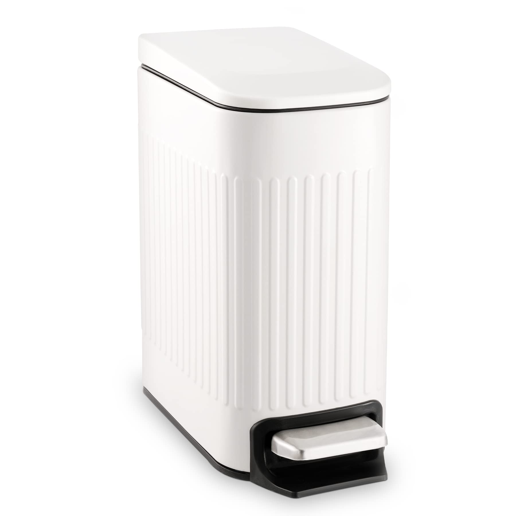 Slim Bathroom Trash Can with Lid Soft Close & Pedal