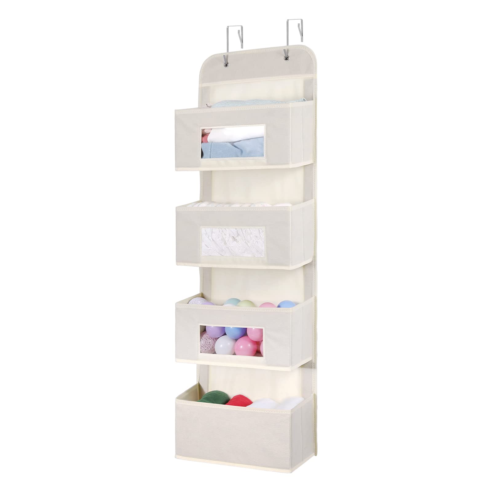 4 Shelf Over The Door Hanging Organizer with 2 Metal Hooks