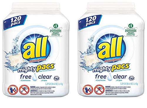 2 Count Product of Mighty Pacs Free & Clear Laundry Detergent (240 Count)