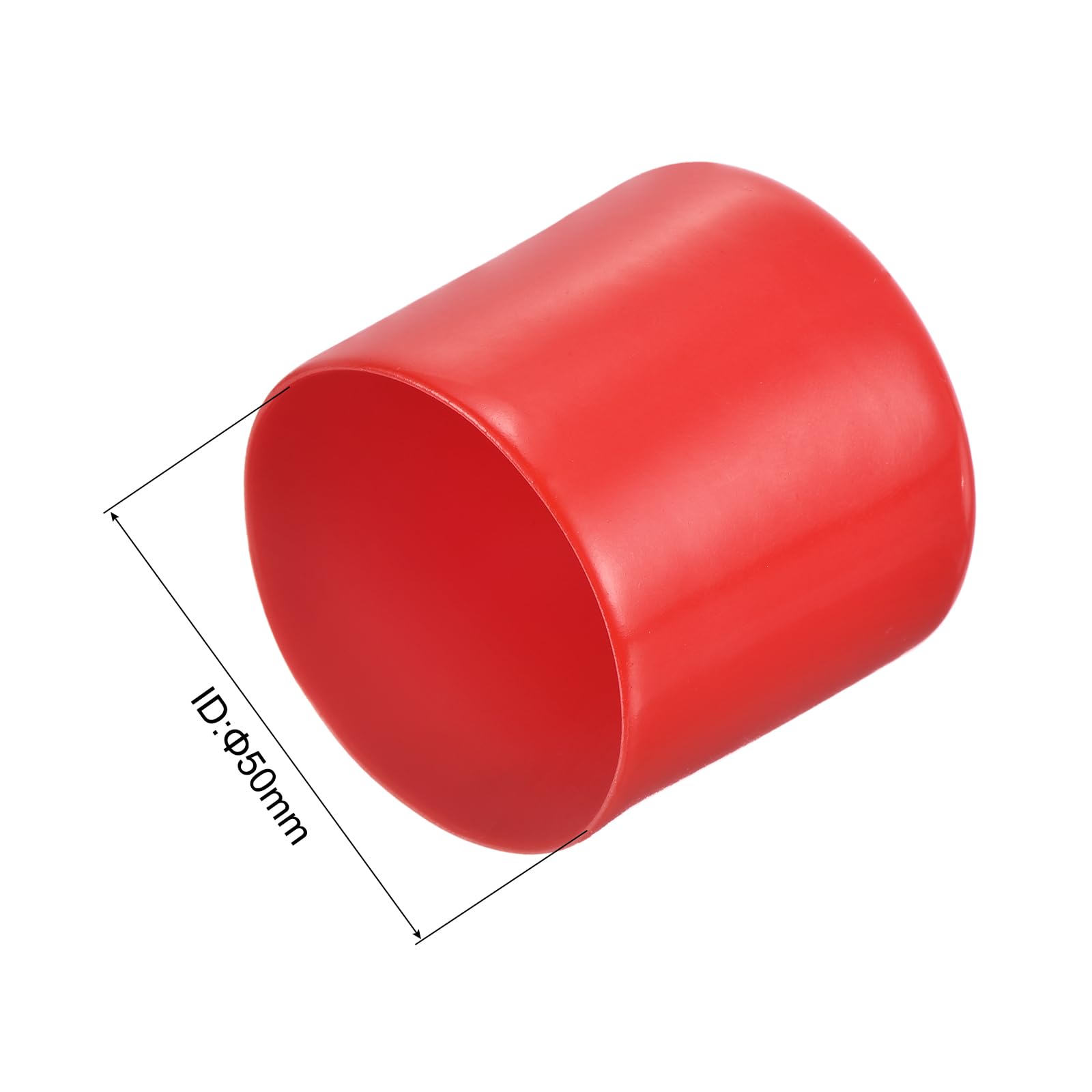 20pcs Rubber End Caps 50mm ID Vinyl Round Tube Bolt Cap Cover Thread Protectors Red
