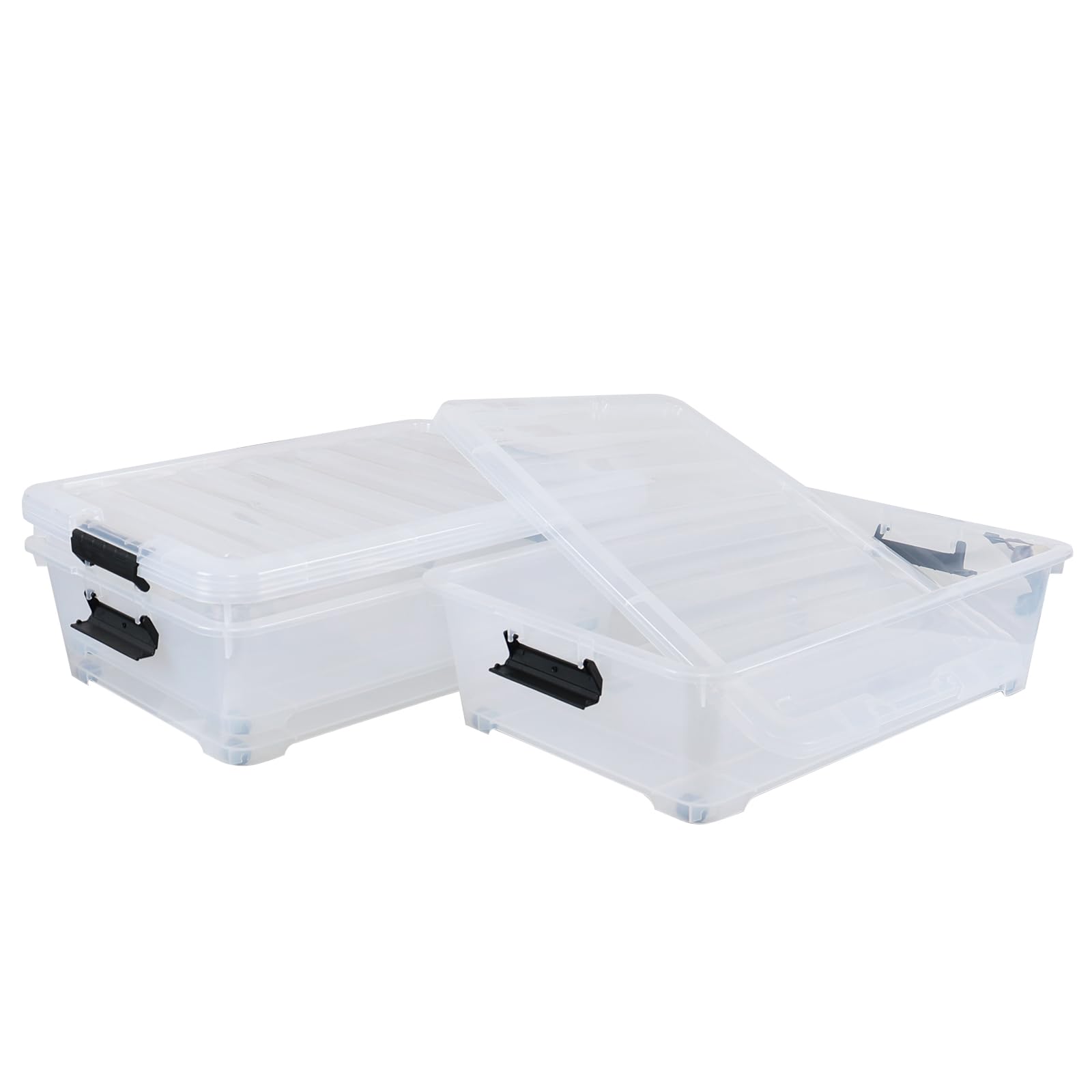 3 Pack 20 Quart Plastic Wheeled Latching Storage Boxes (3 Count)