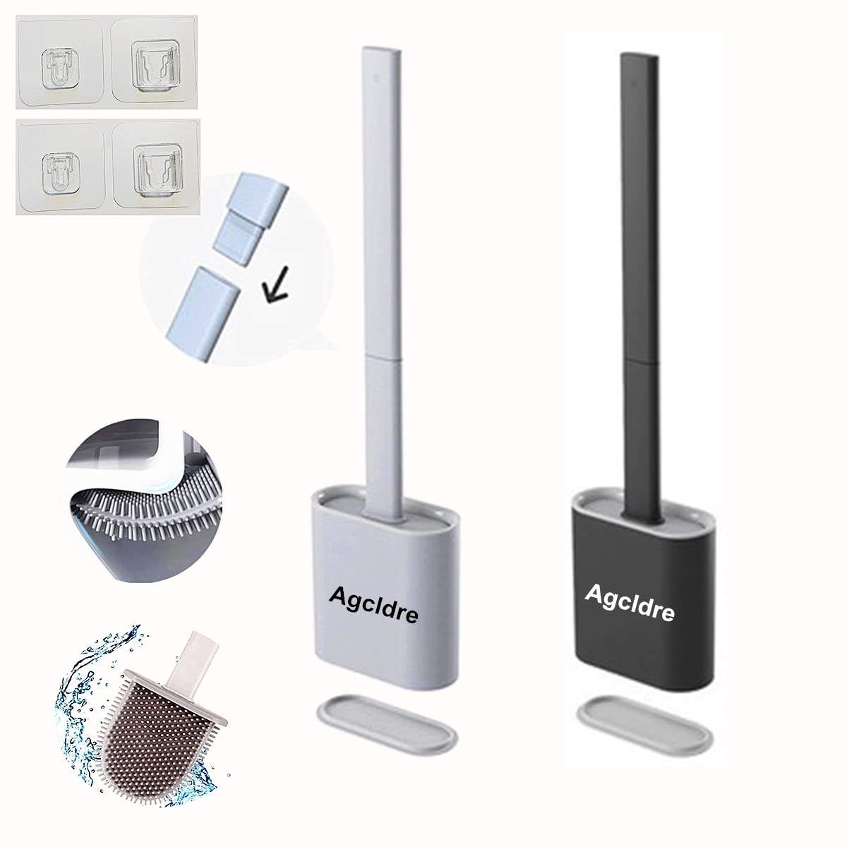 Toilet Brush with Holder Silicone Toilet Brush and Cleaning Brush for Household Bathroom Toliet Brush Set