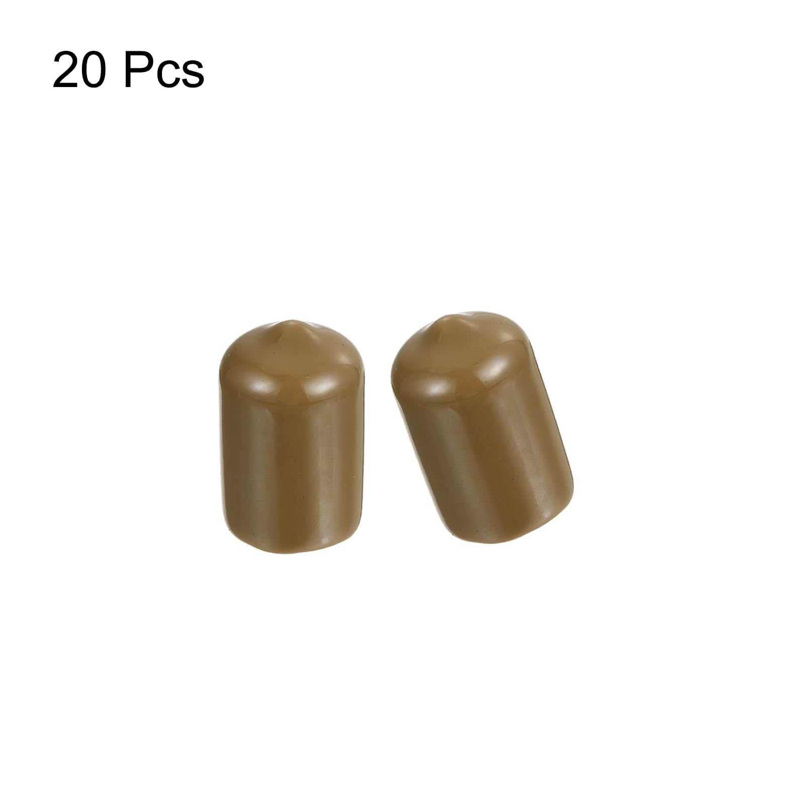 20pcs Rubber End Caps 13.5mm ID Vinyl PVC Round Tube Bolt Cap Cover Screw Thread Protectors Light Brown
