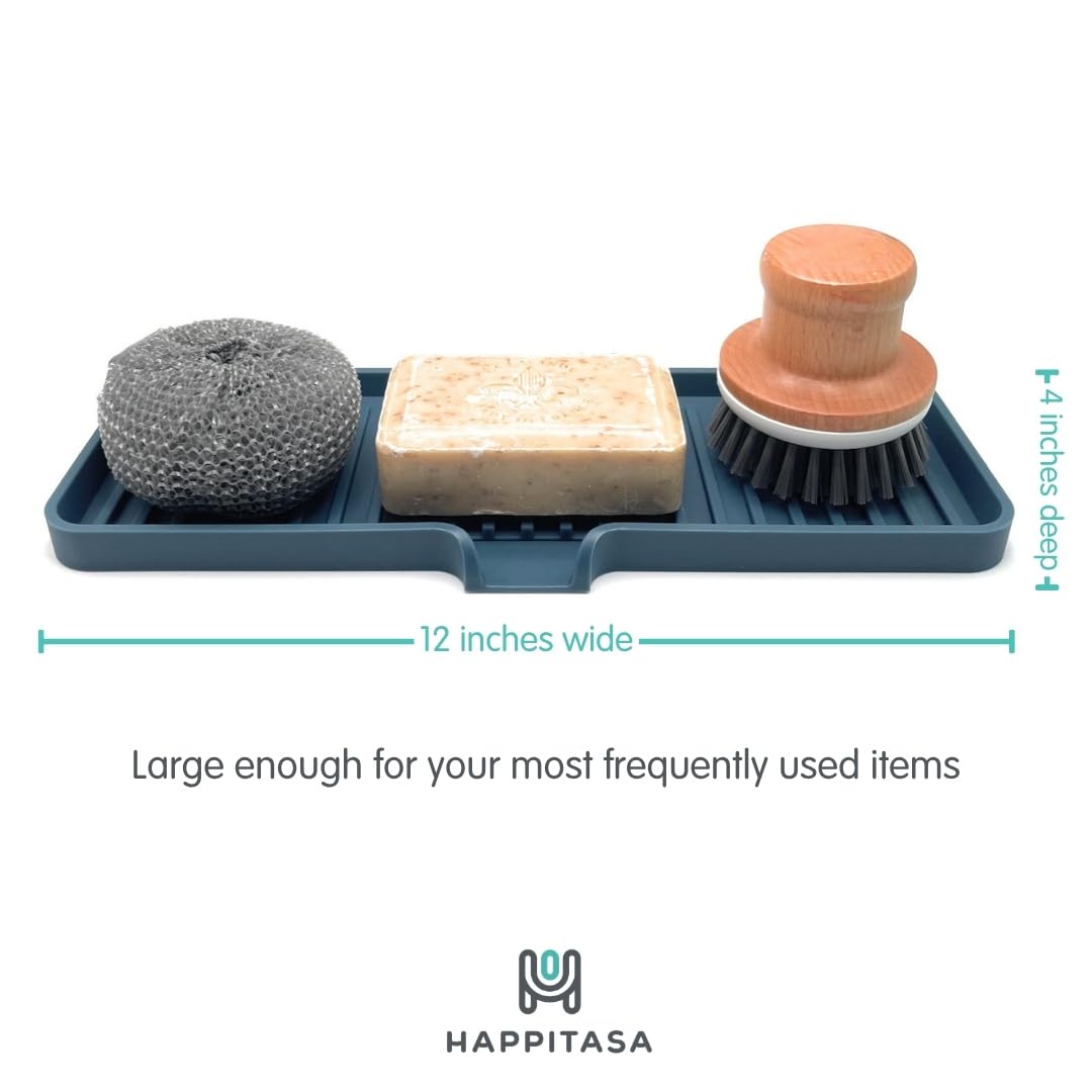 Silicone Soap Dish Tray and Sponge Holder with Drain Chute